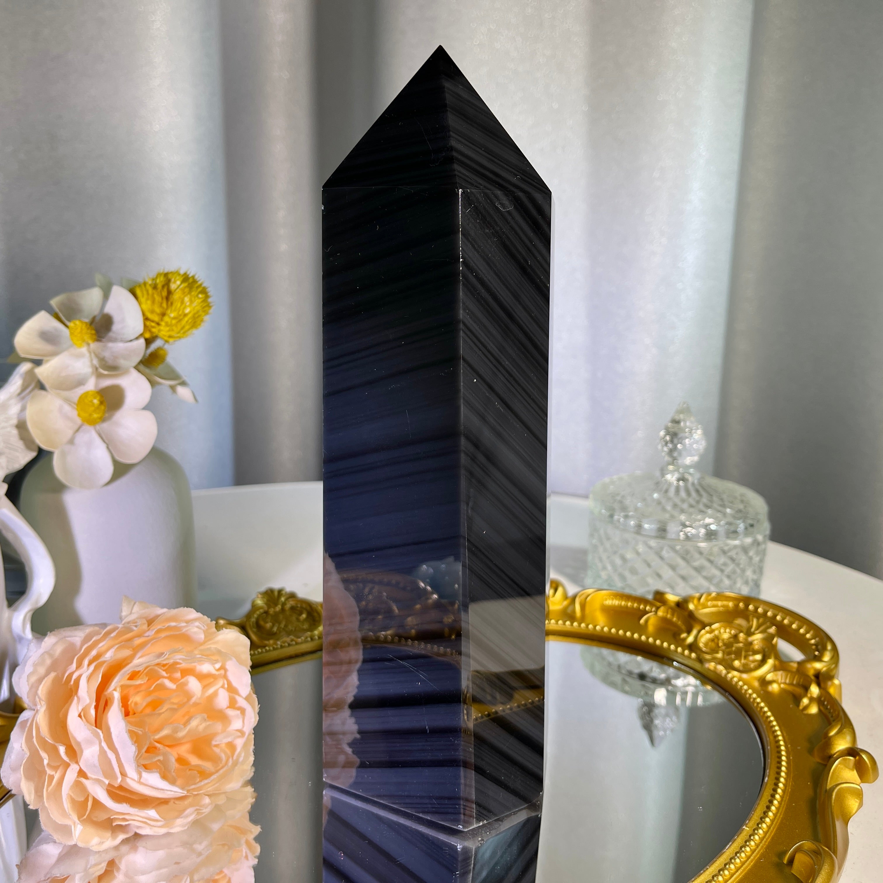 8.6"+ Silver Line Obsidian Tower 1PC