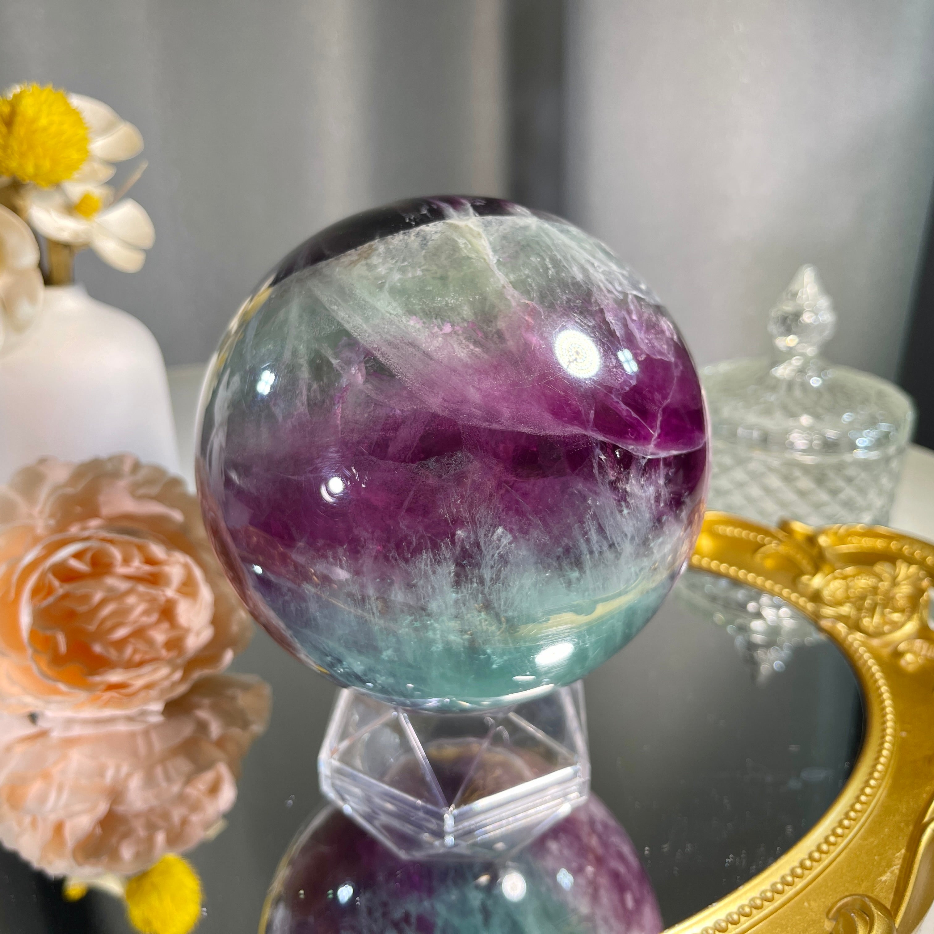 4.3"+ Purple Fluorite Sphere 1PC