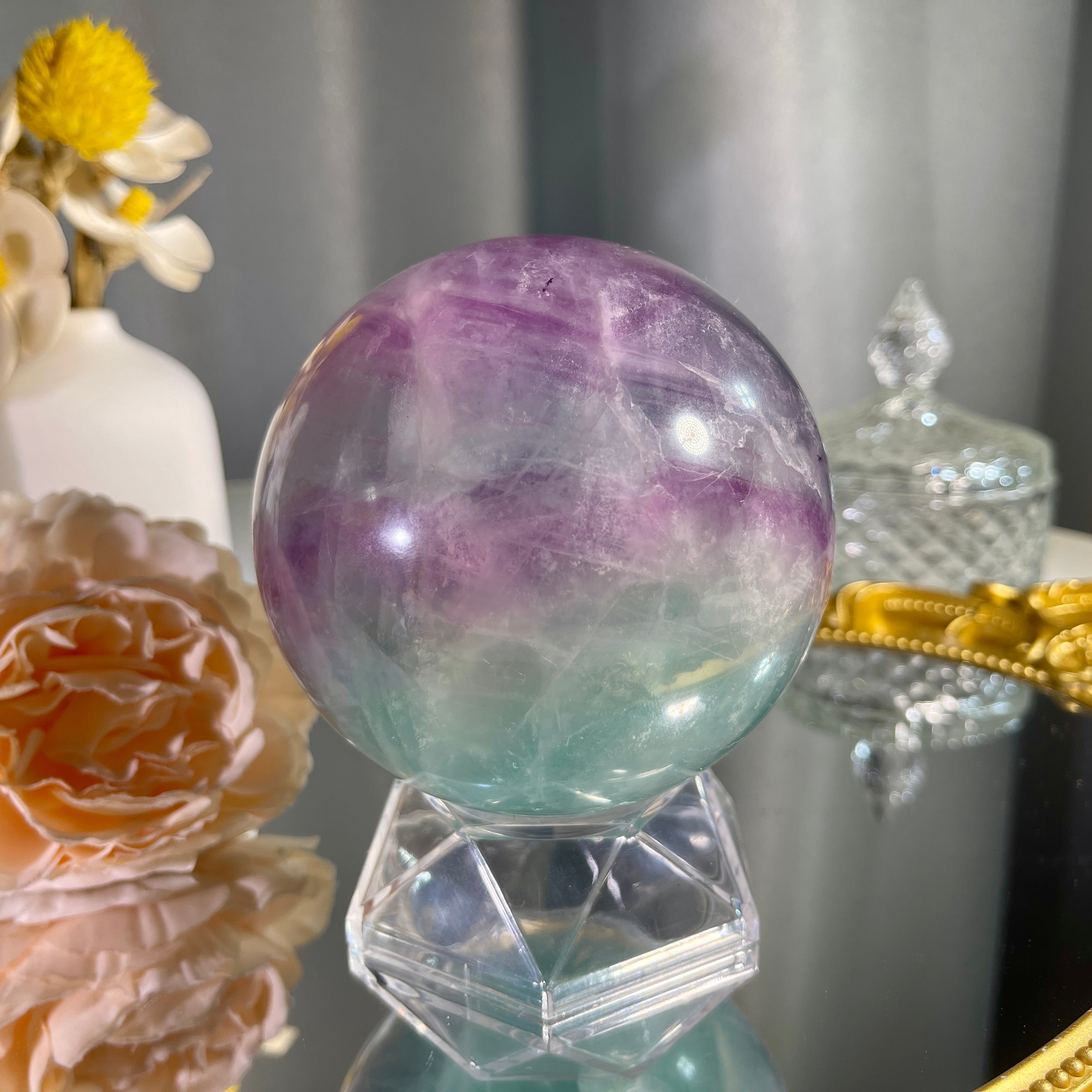 3.5"+ Purple Fluorite Sphere 1PC