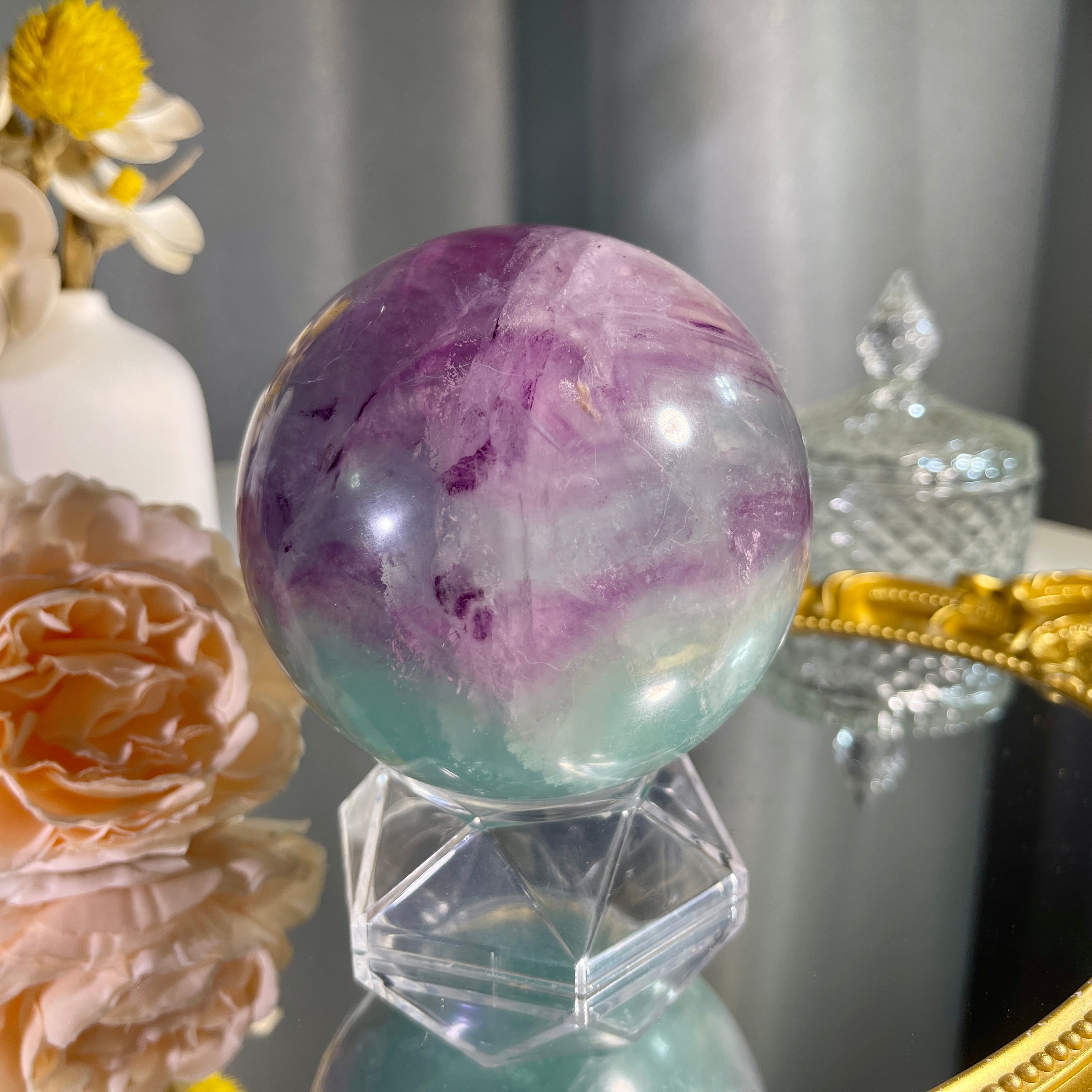 3.5"+ Purple Fluorite Sphere 1PC