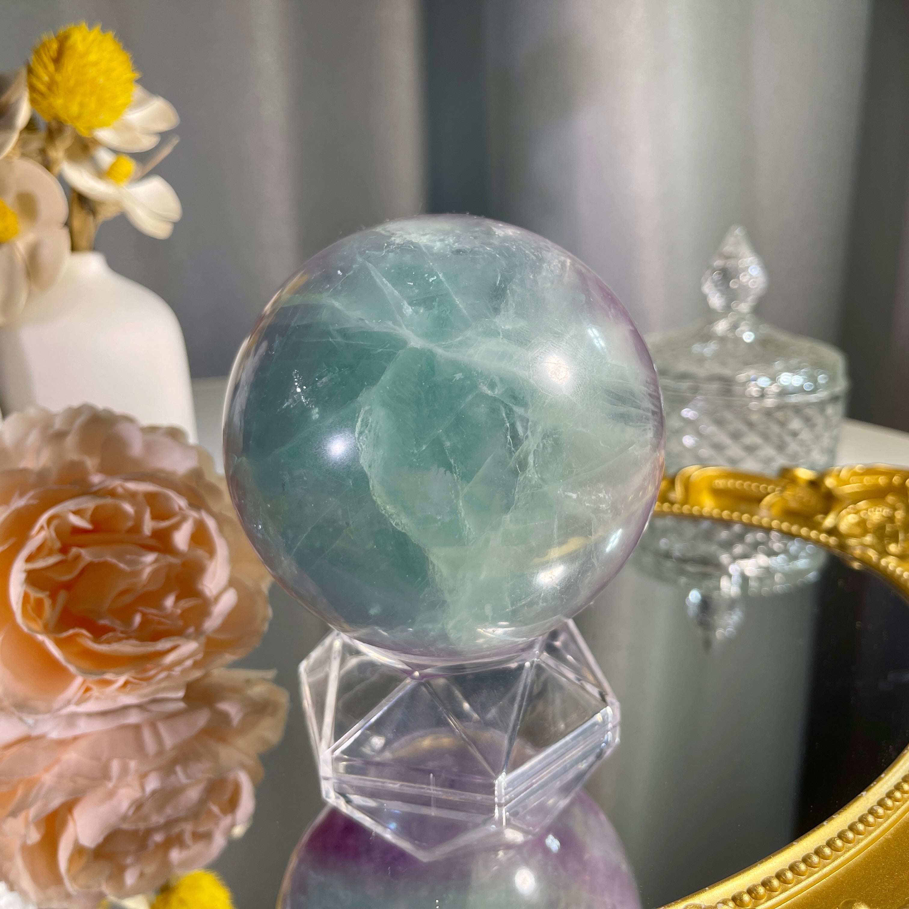 3.5"+ Purple Fluorite Sphere 1PC