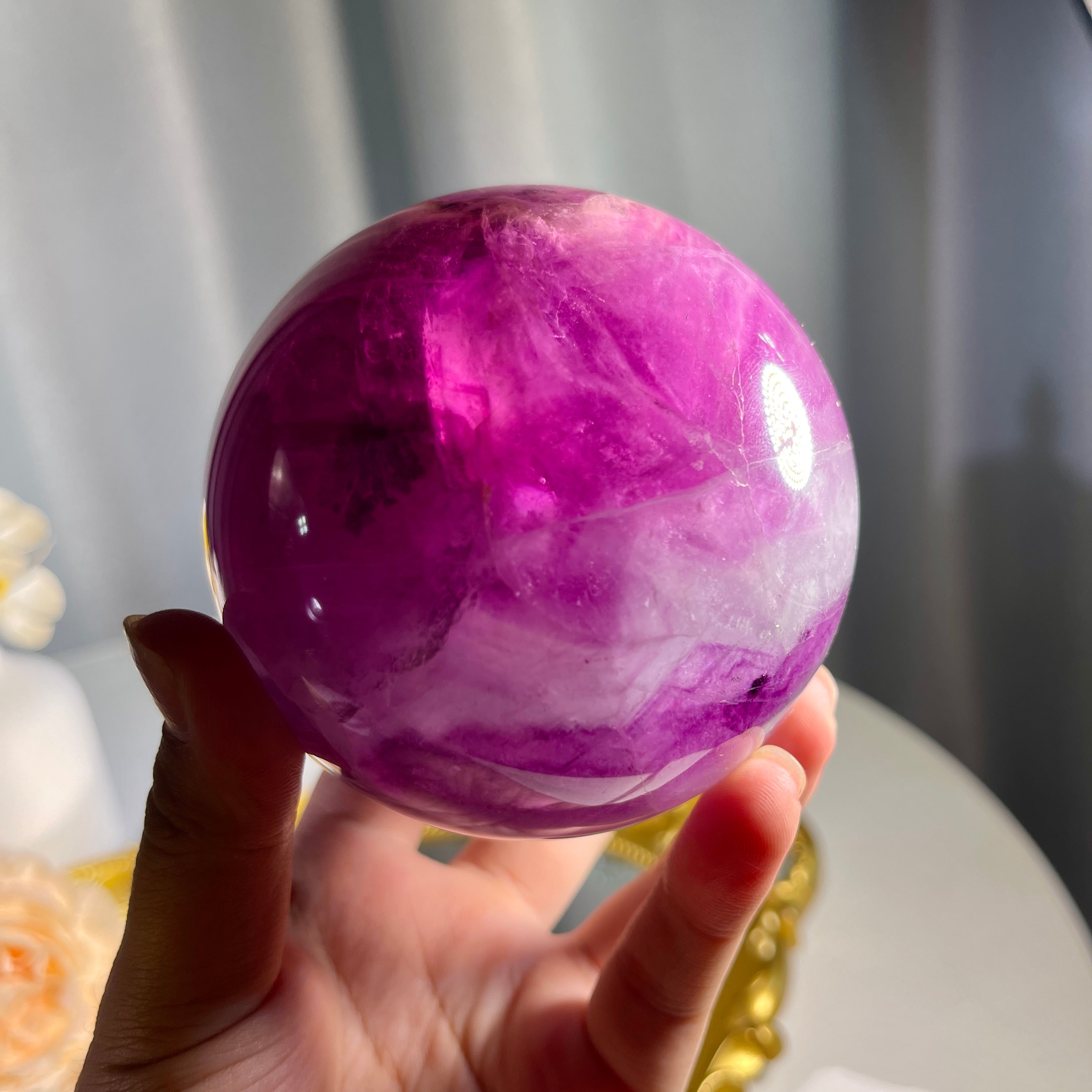 3.2"+ Purple Fluorite Sphere 1PC