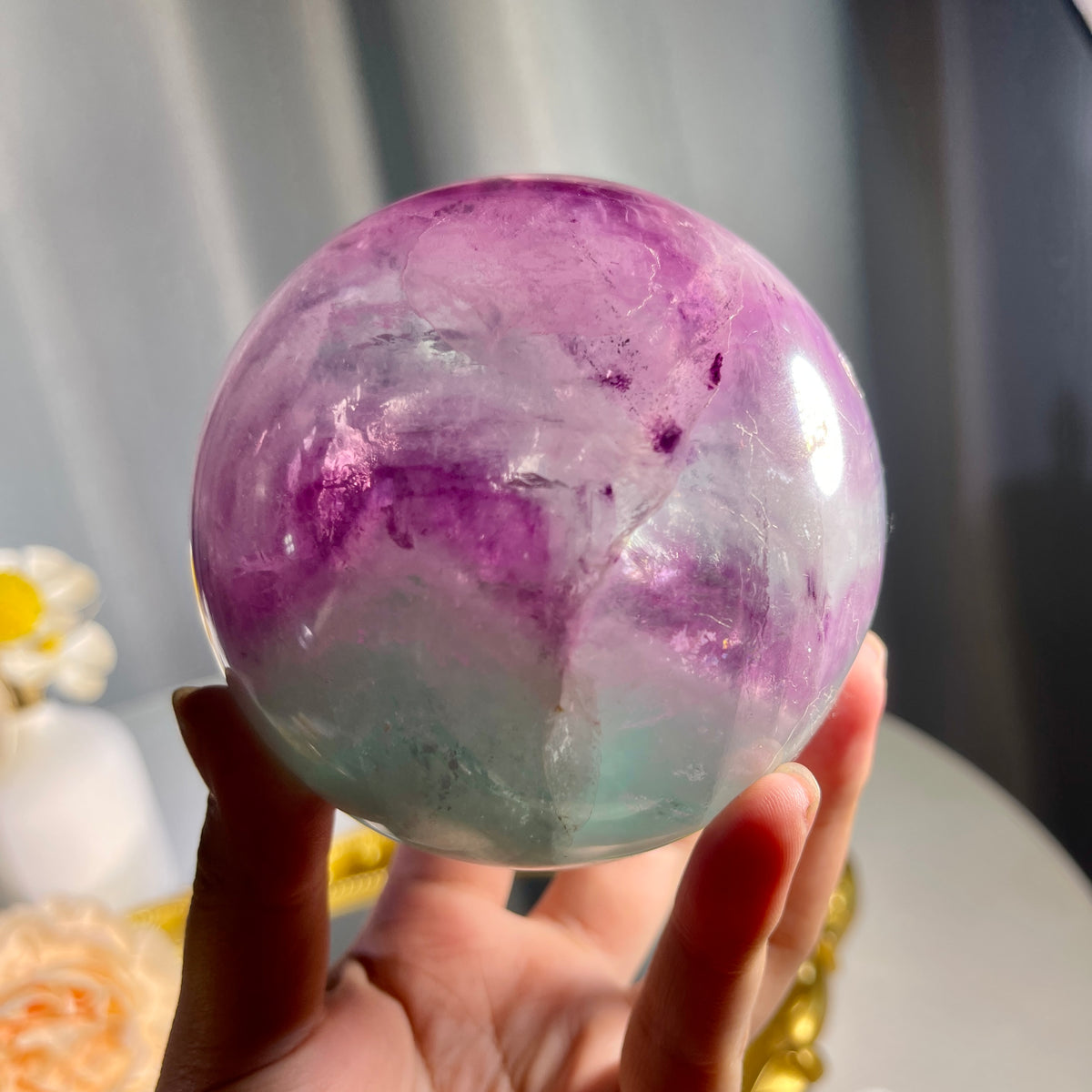 3.5"+ Purple Fluorite Sphere 1PC