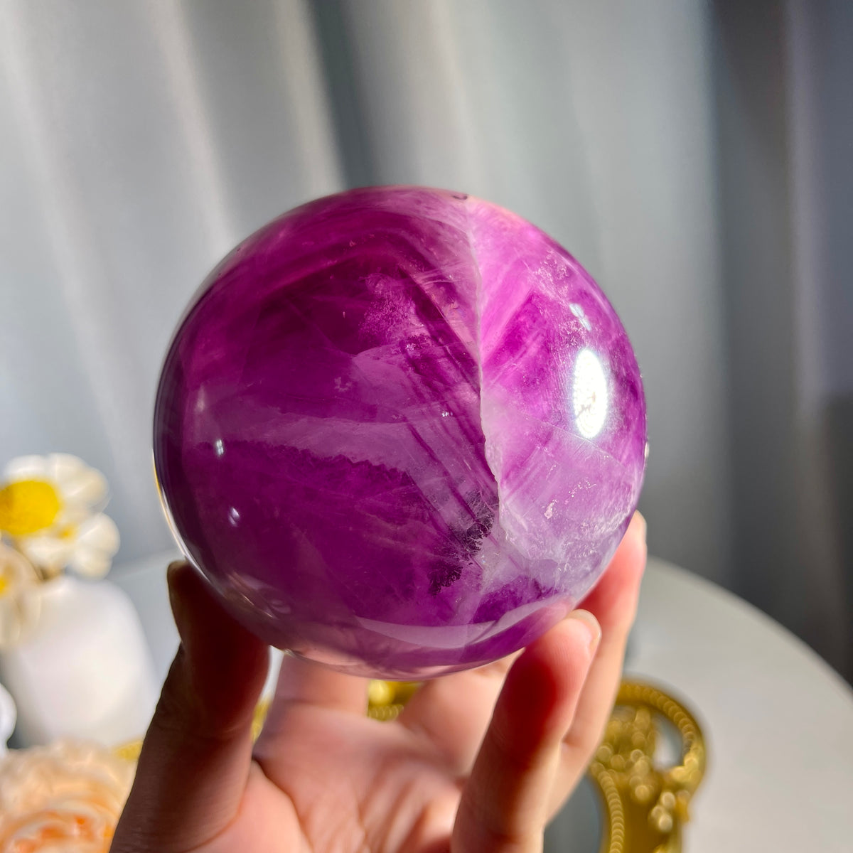 3.2"+ Purple Fluorite Sphere 1PC