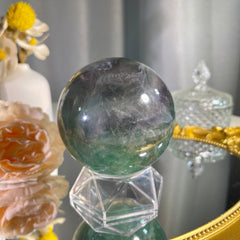 3.2"+ Green Fluorite Sphere 1PC