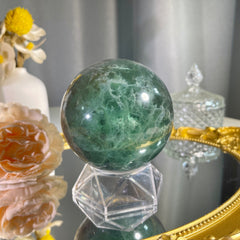 3.2"+ Green Fluorite Sphere 1PC