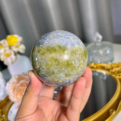 2.4"+ Blue Celestine With Olivine Sphere 1PC