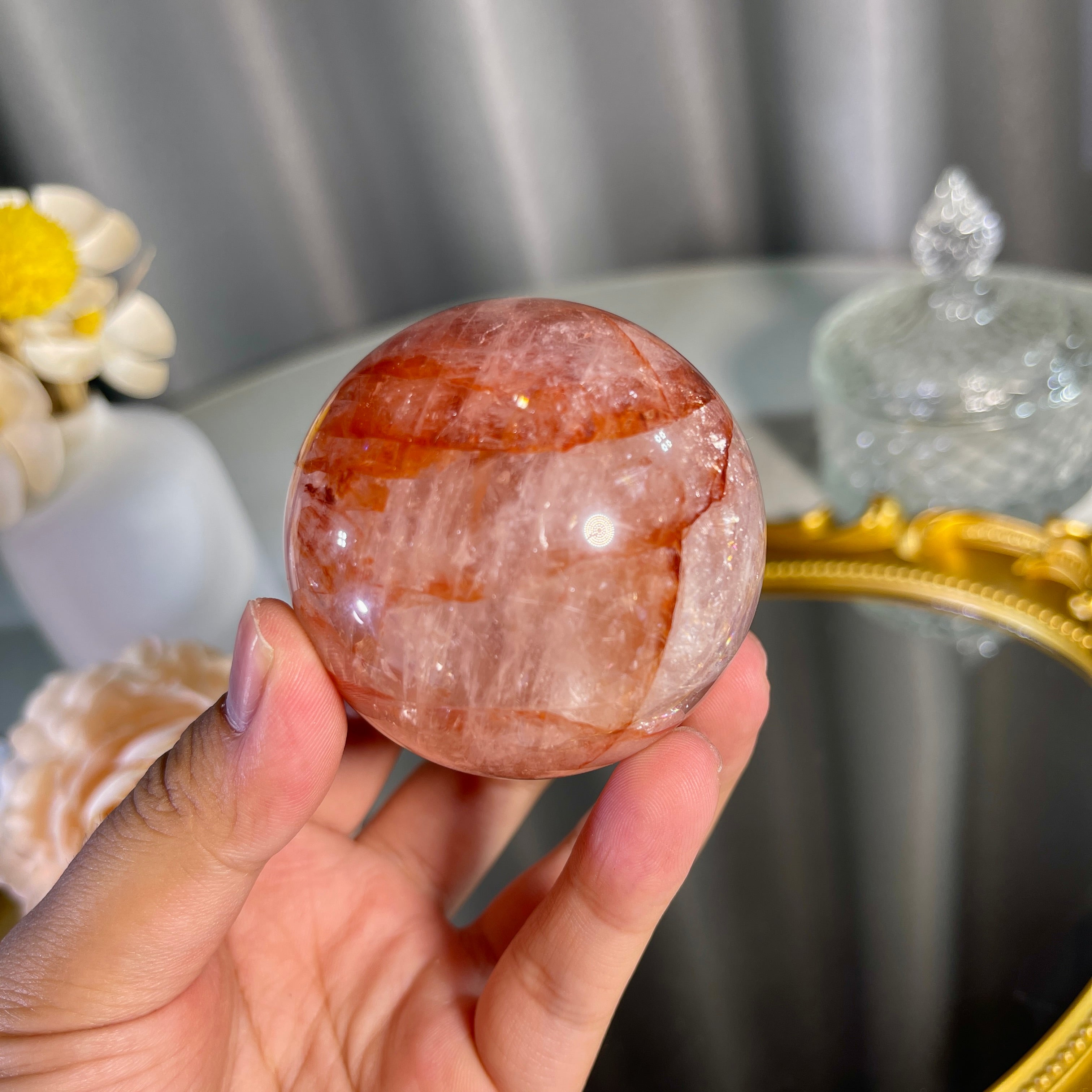 2.1"+ Fire Quartz Sphere 1PC