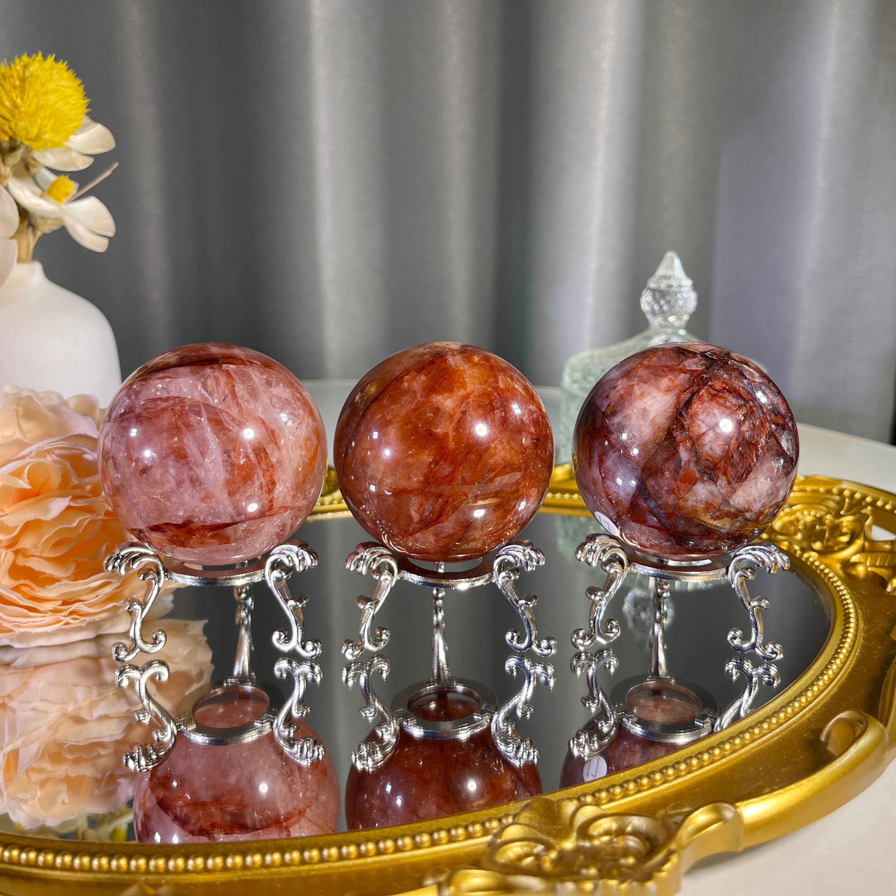 2.1"+ Fire Quartz Sphere 1PC