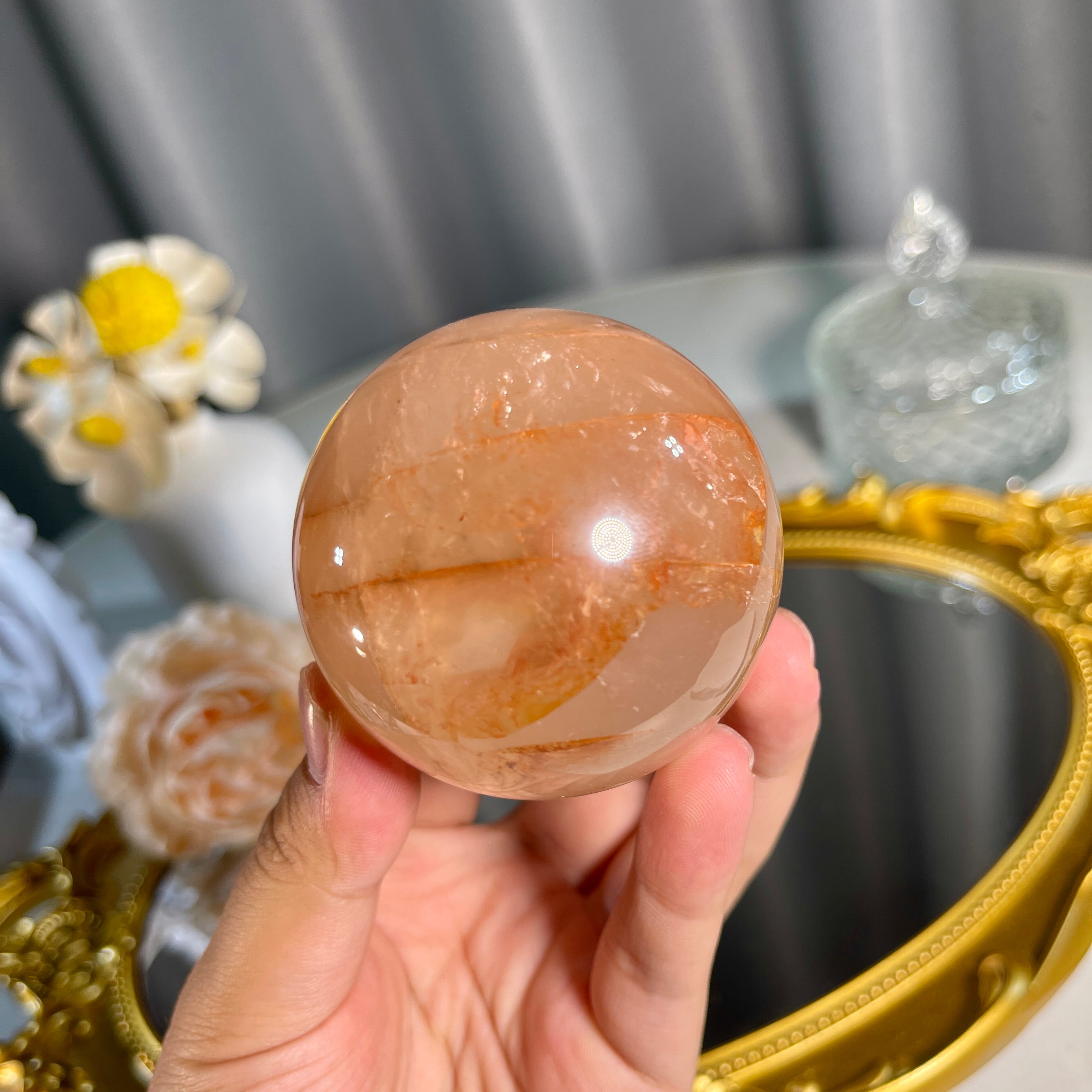 2.2"+ Fire Quartz Sphere 1PC