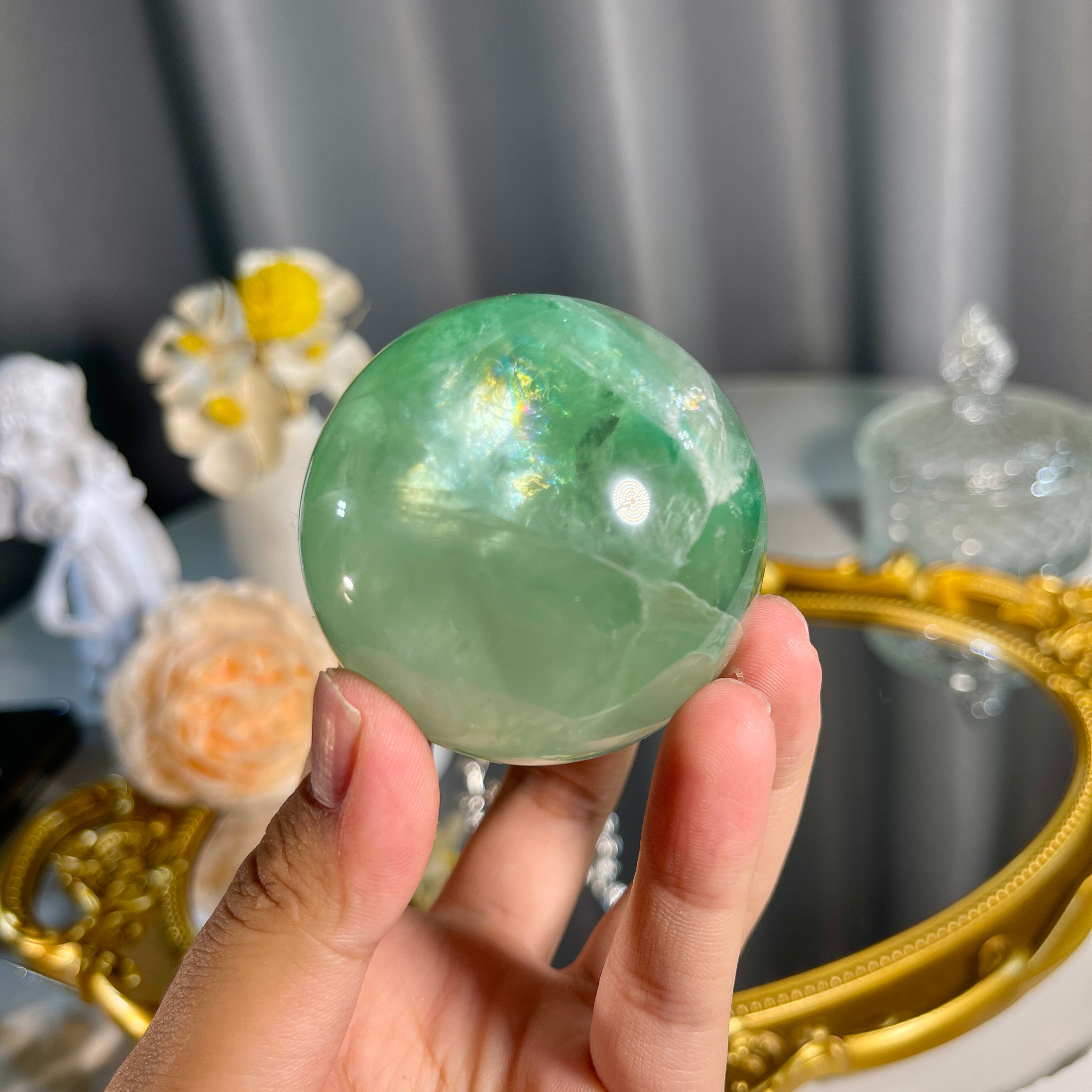 1.9"+ Green Fluorite Sphere 1PC