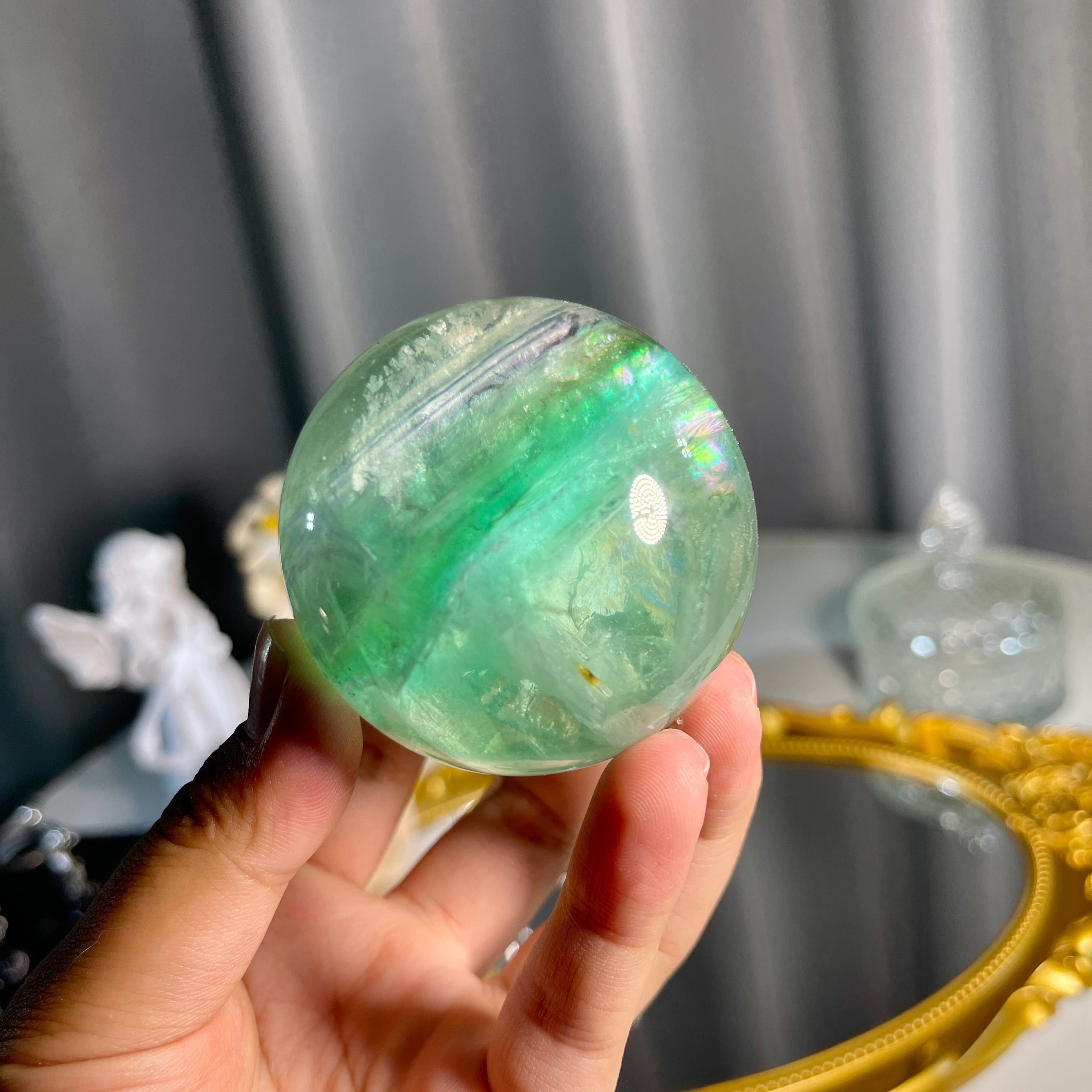 1.9"+ Green Fluorite Sphere 1PC