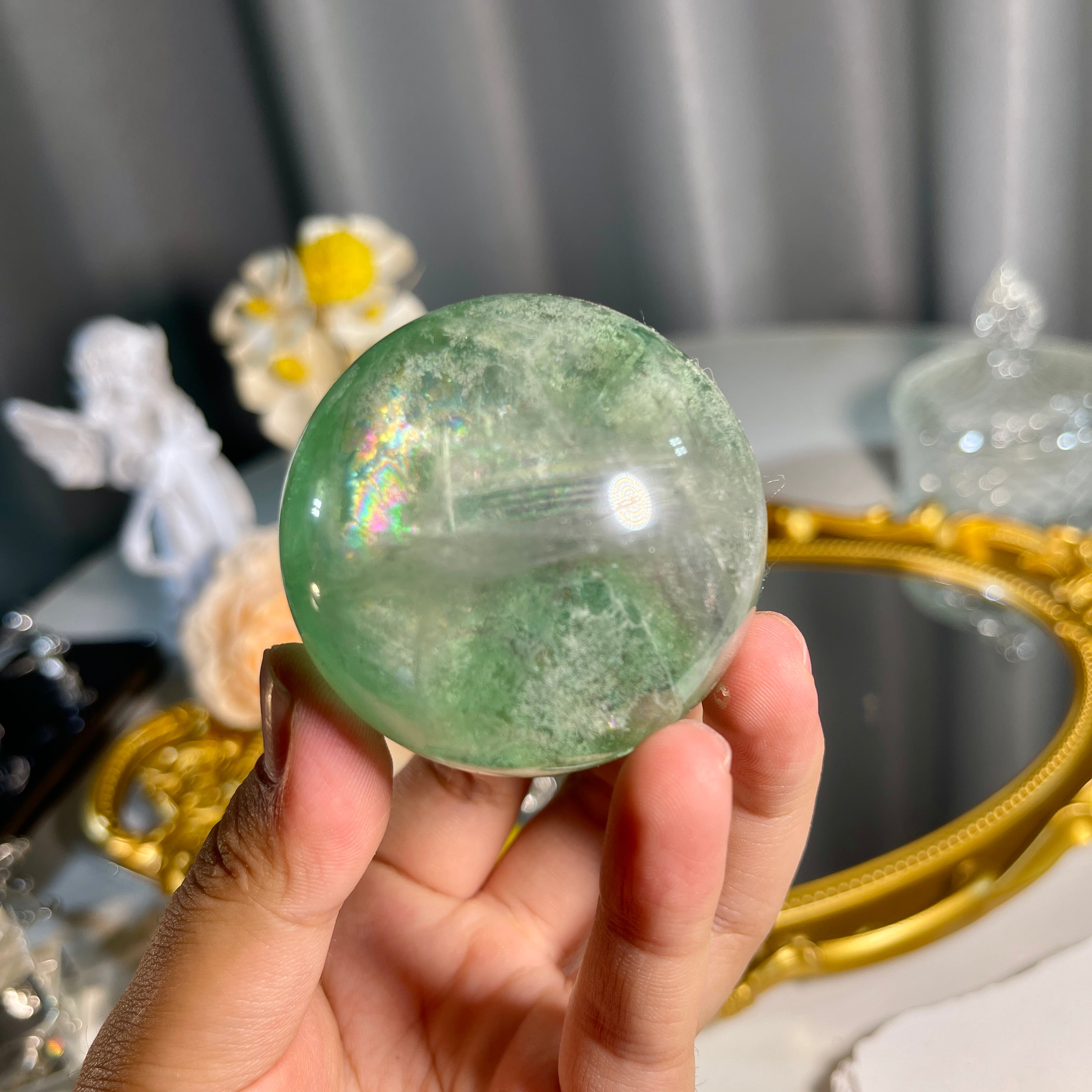 1.9"+ Green Fluorite Sphere 1PC