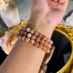 8mm+ Orange Moonstone Bracelet 1PC