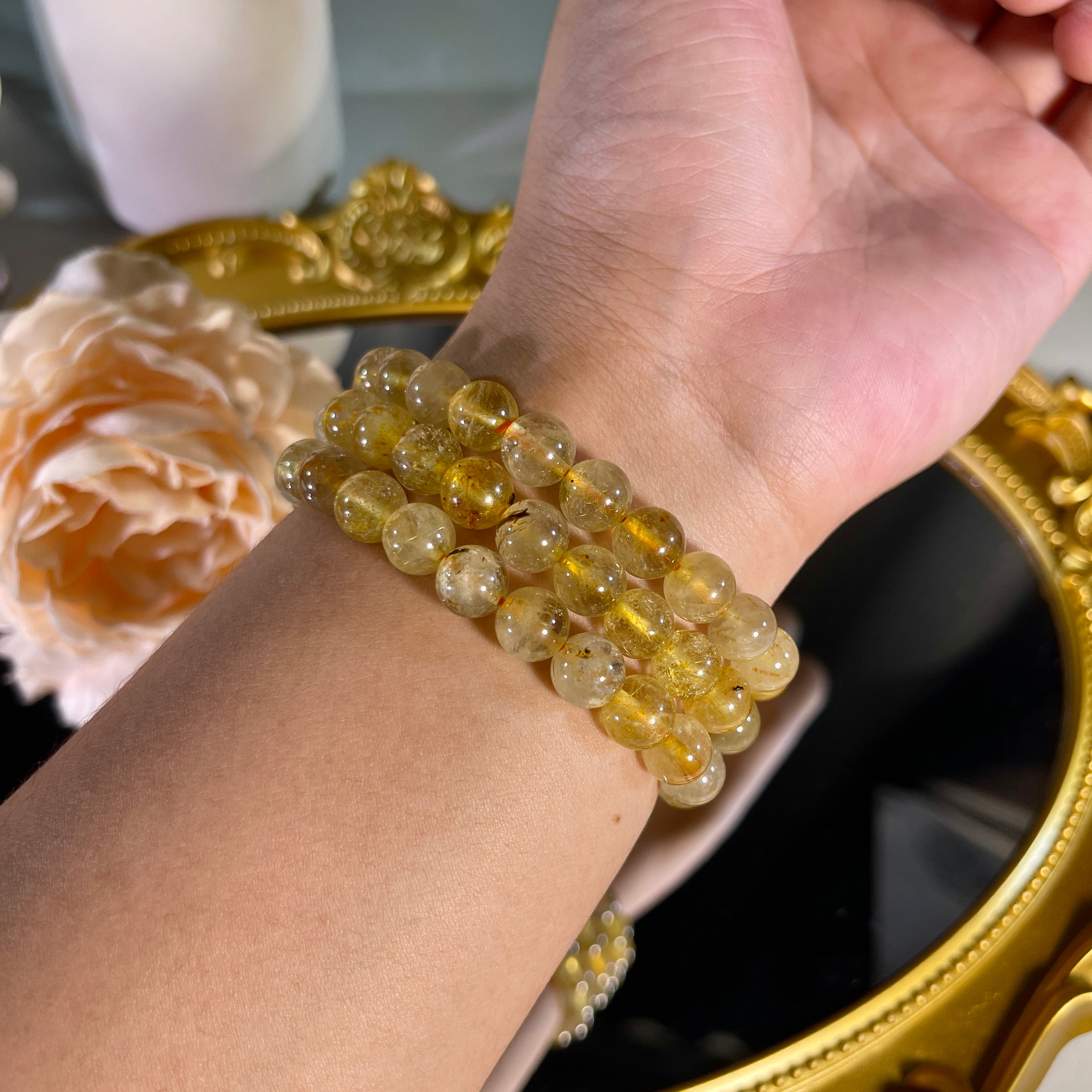 8mm+ Gold Rutile Bracelet 1PC