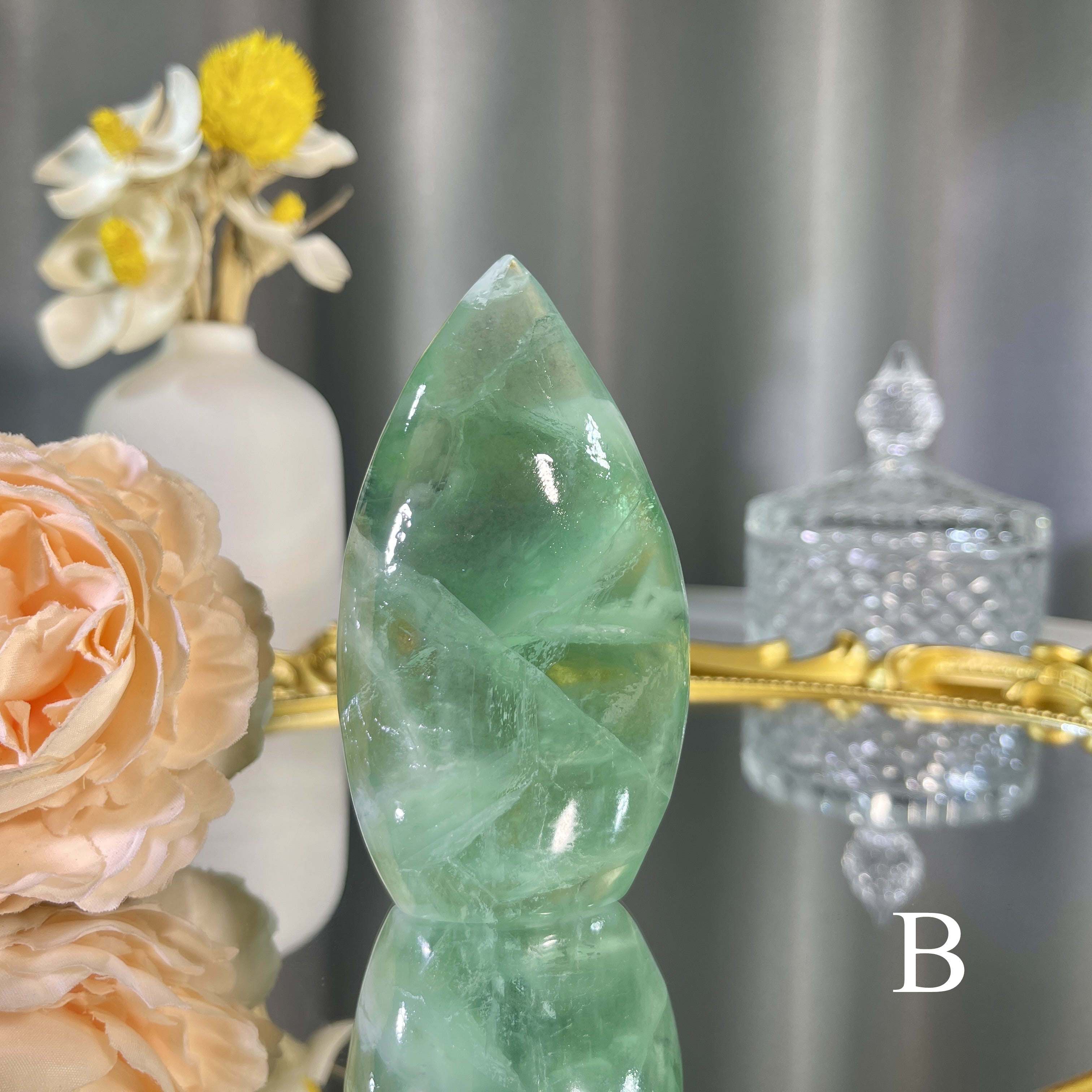 Green Fluorite Flame 1PC