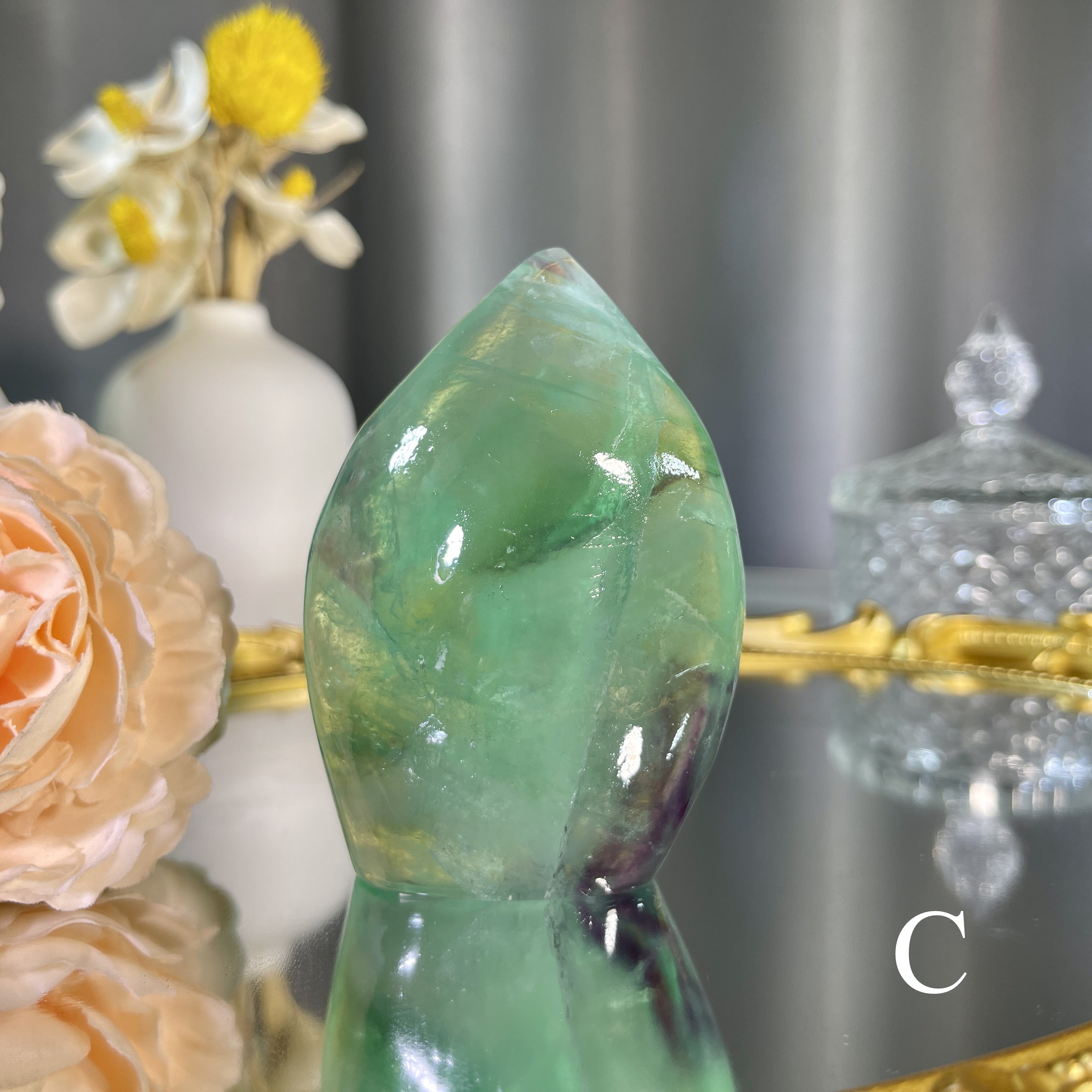 Green Fluorite Flame 1PC