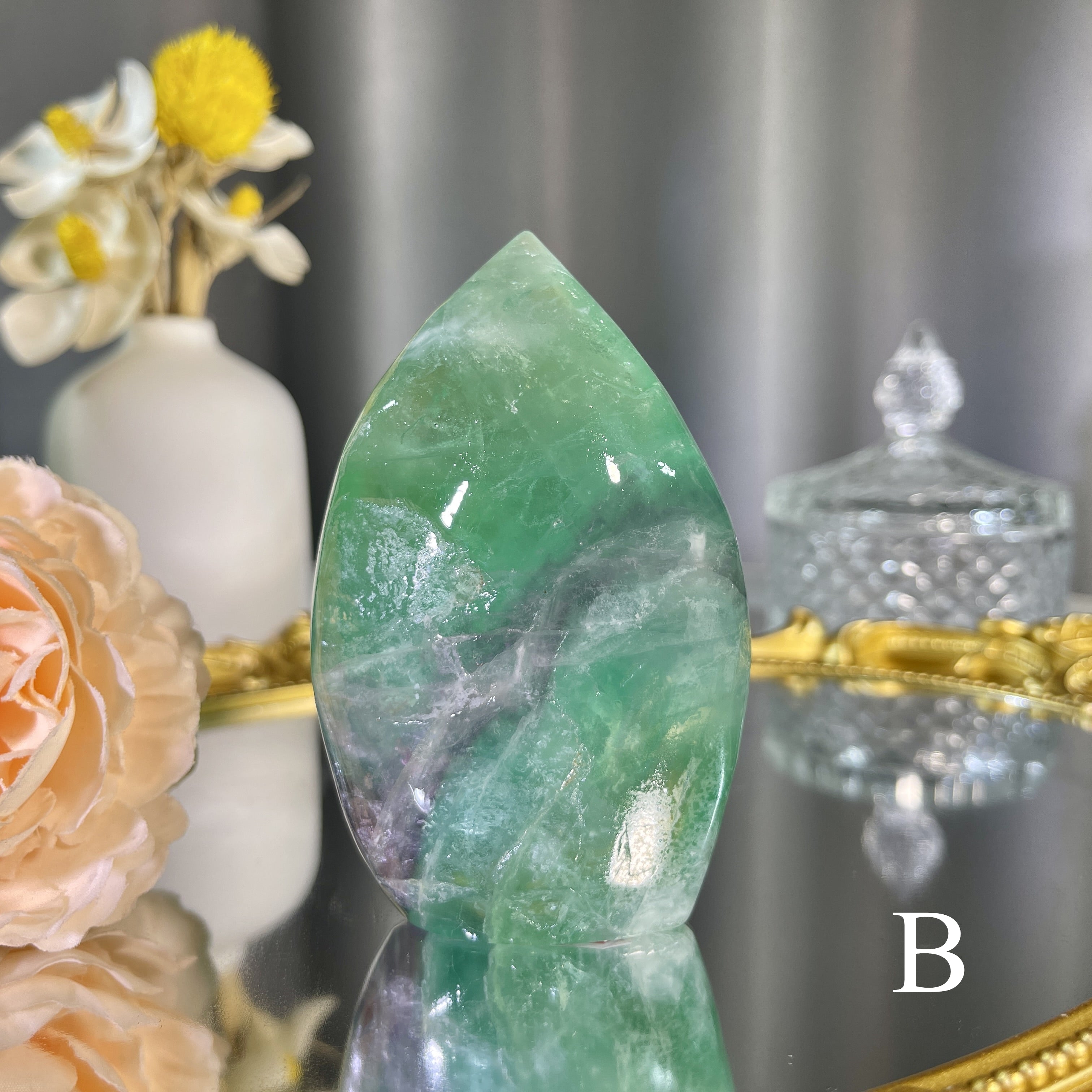 Green Fluorite Flame 1PC