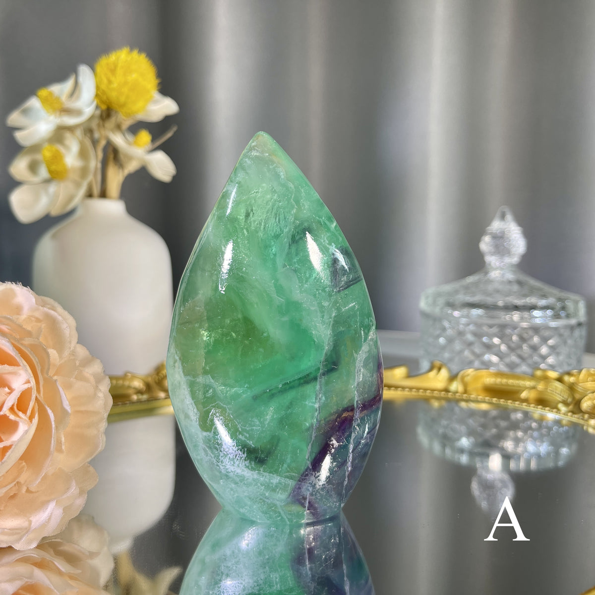 Green Fluorite Flame 1PC