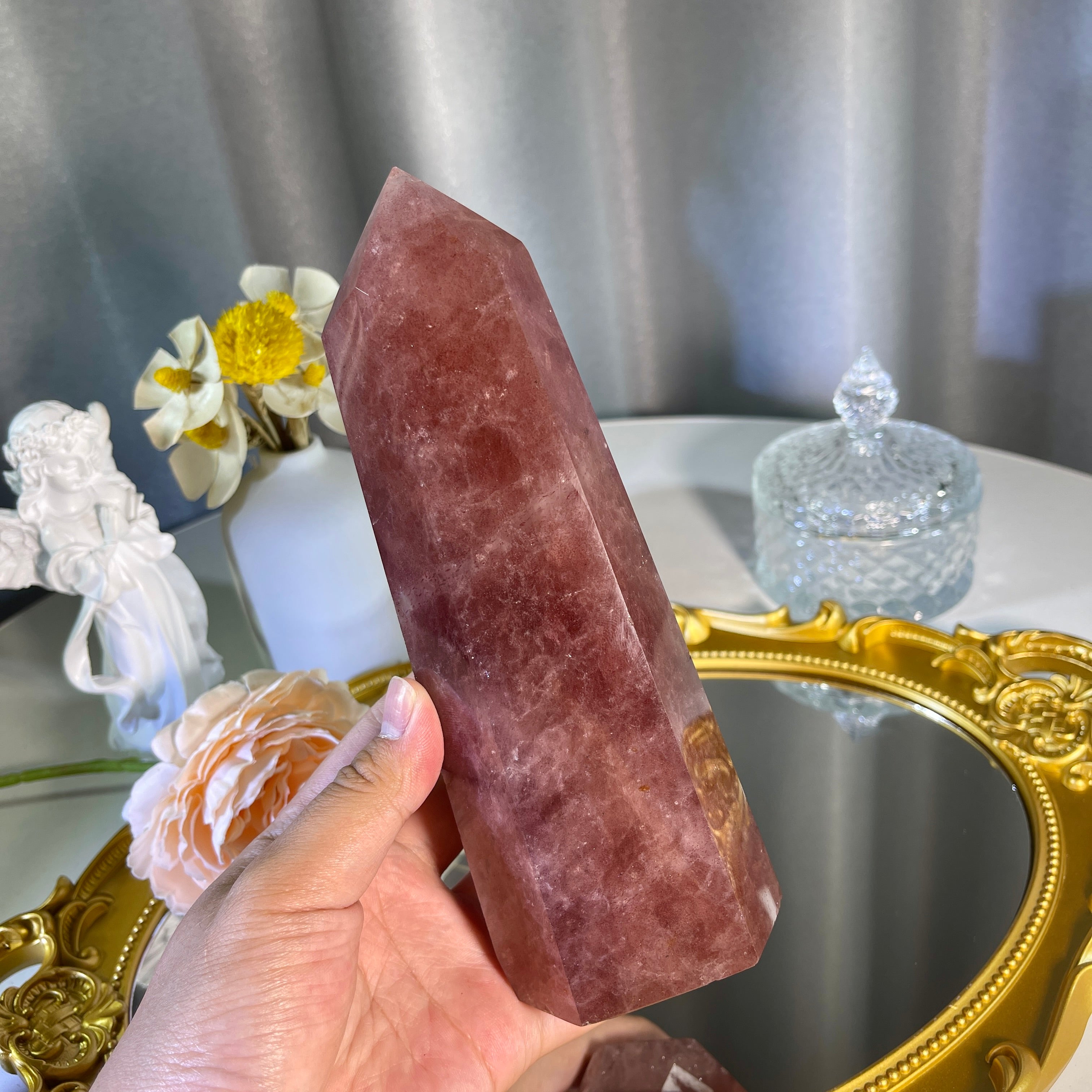 7.2"+  Strawberry Quartz Tower 1PC