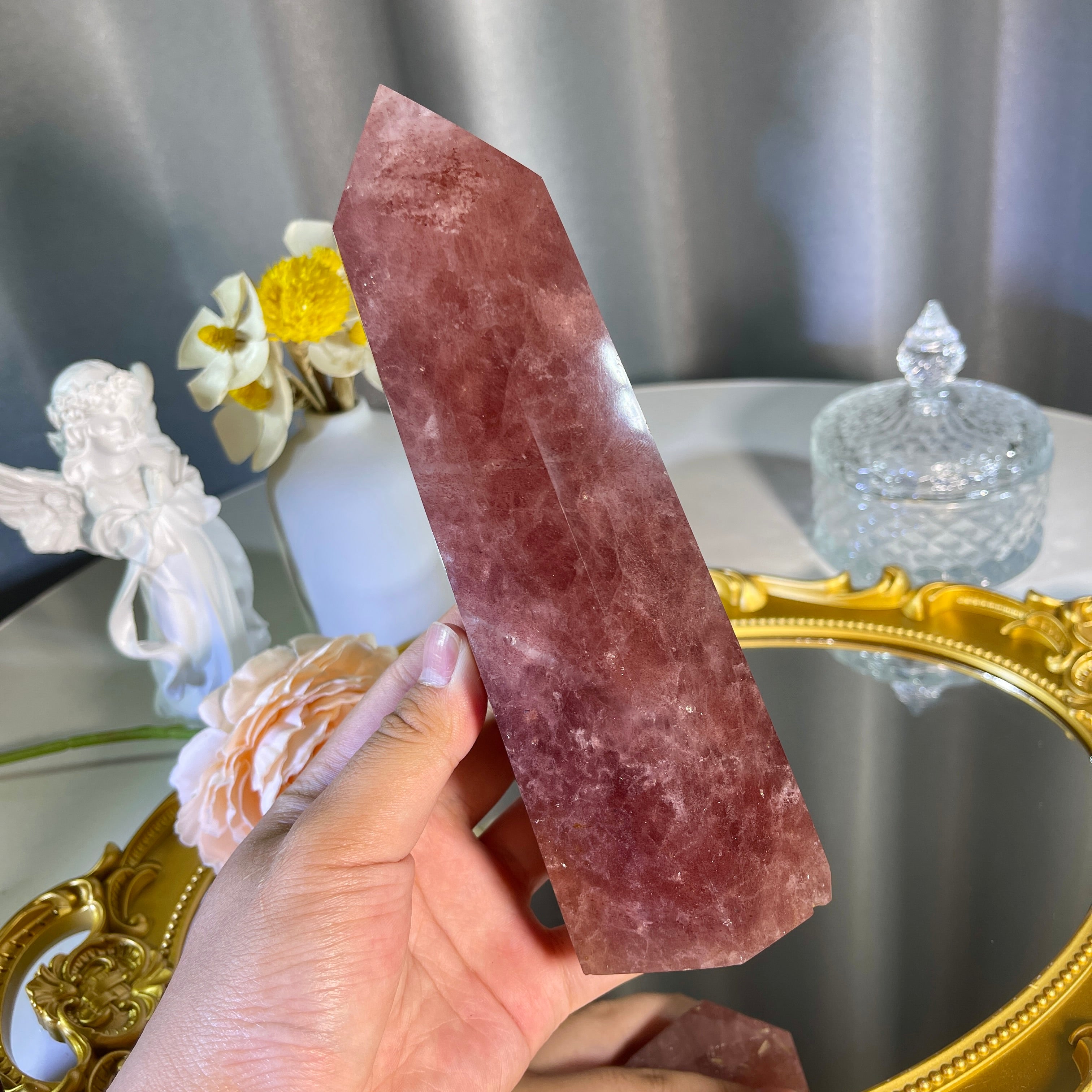 7.2"+  Strawberry Quartz Tower 1PC