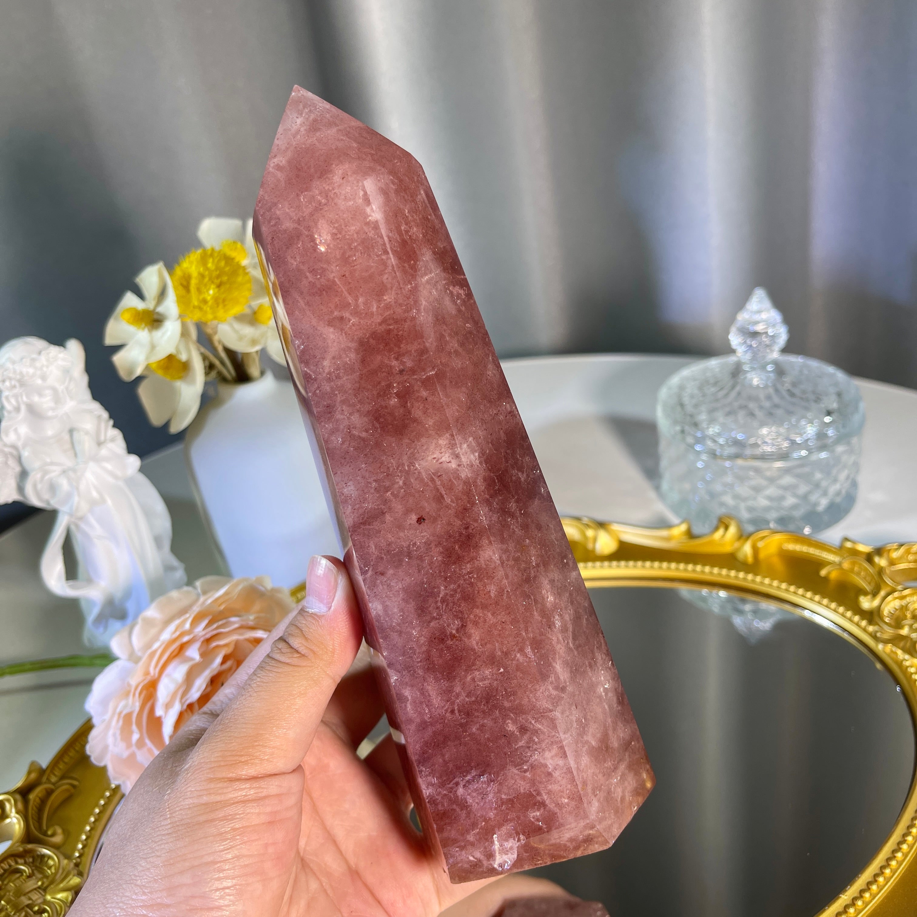 7.2"+  Strawberry Quartz Tower 1PC