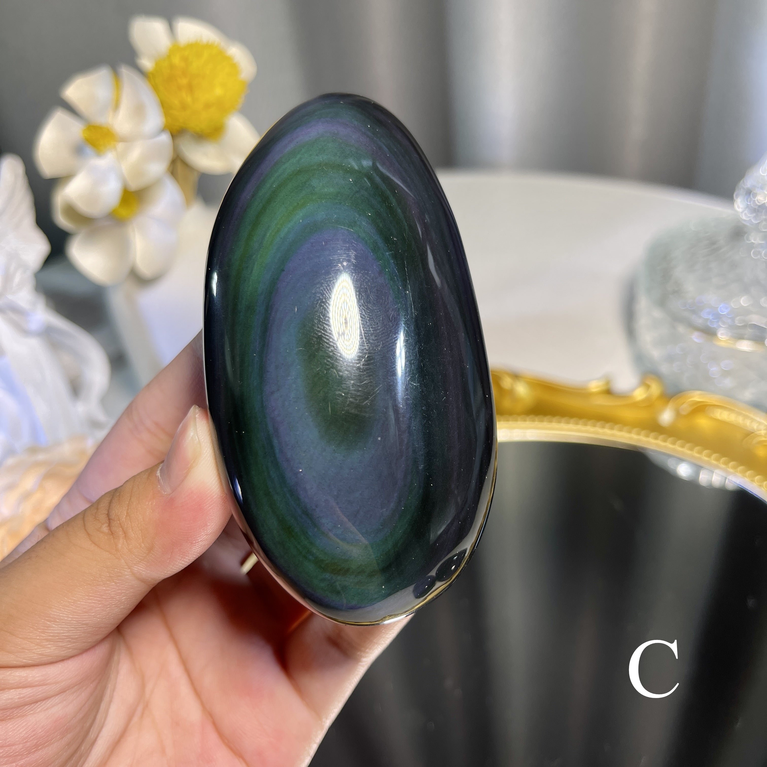 Rainbow Obsidian Palm 1PC