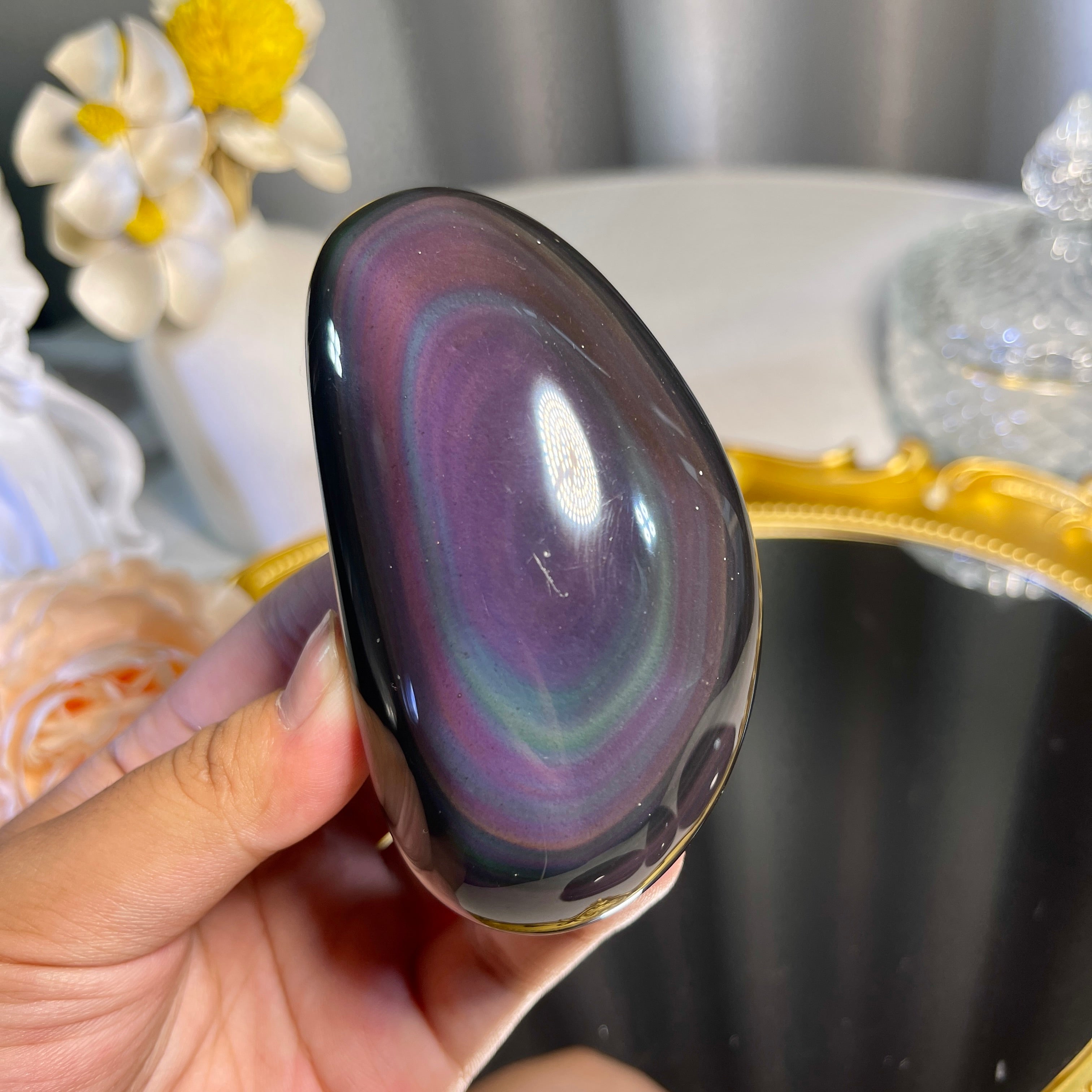 Rainbow Obsidian Palm 1PC