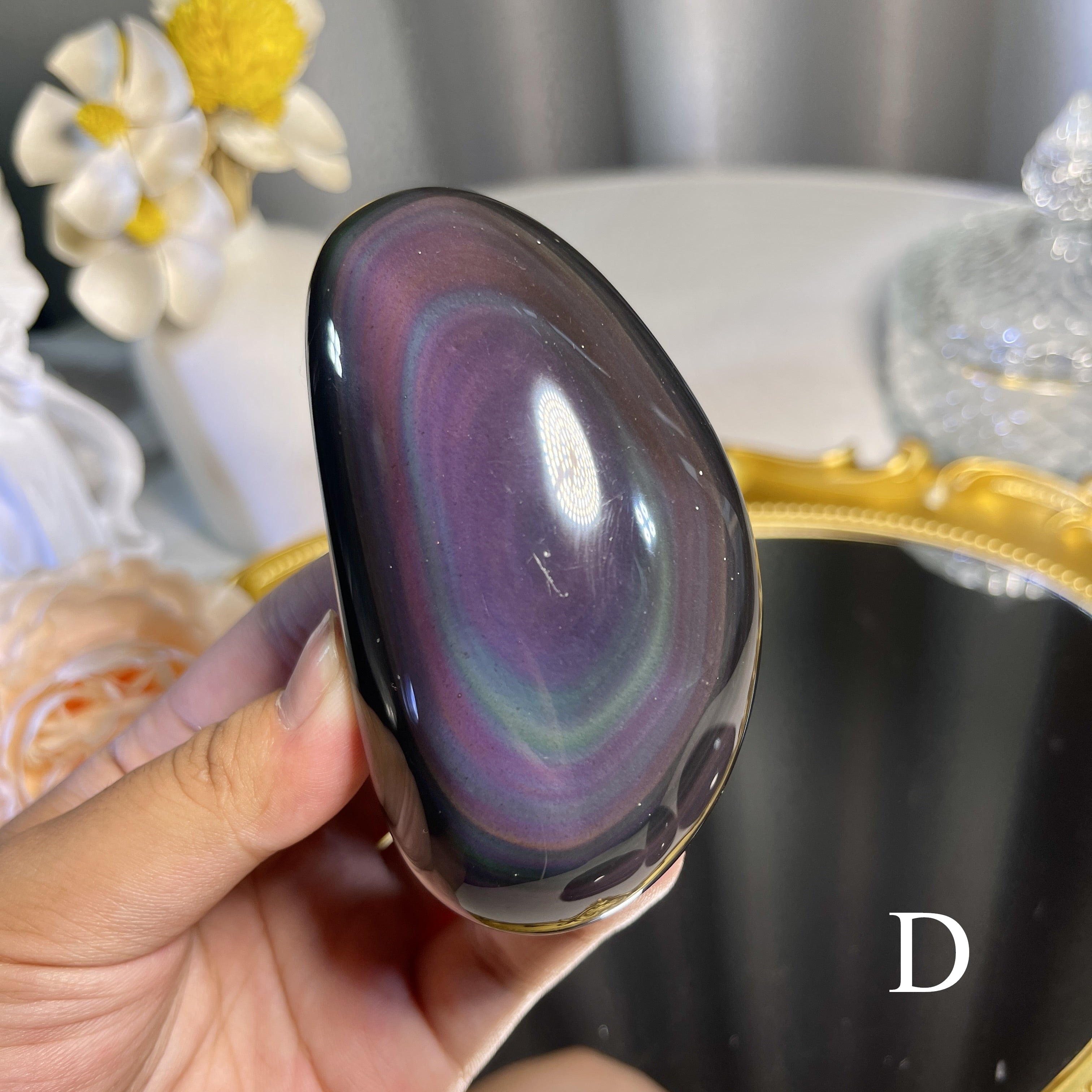 Rainbow Obsidian Palm 1PC