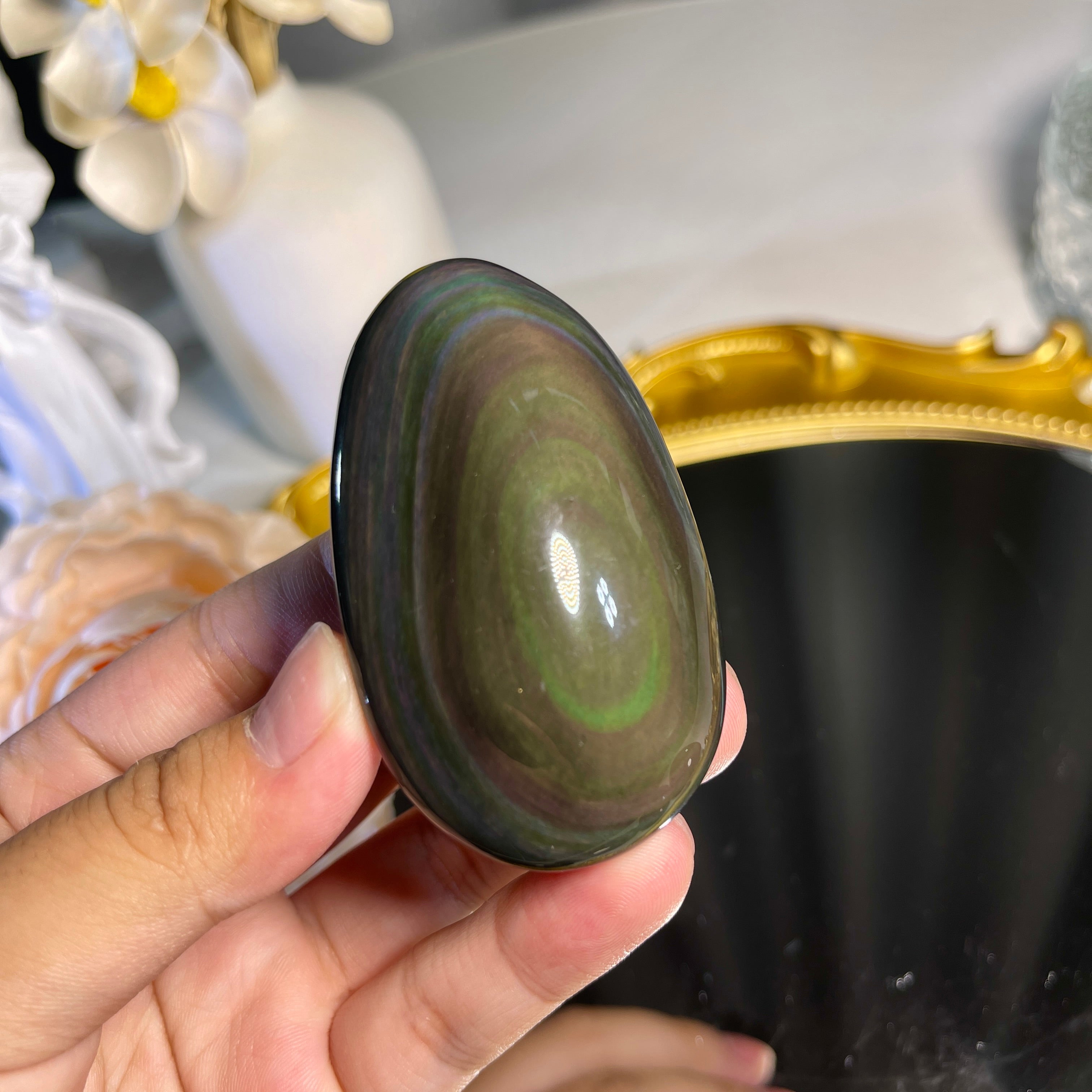 Rainbow Obsidian Palm 1PC