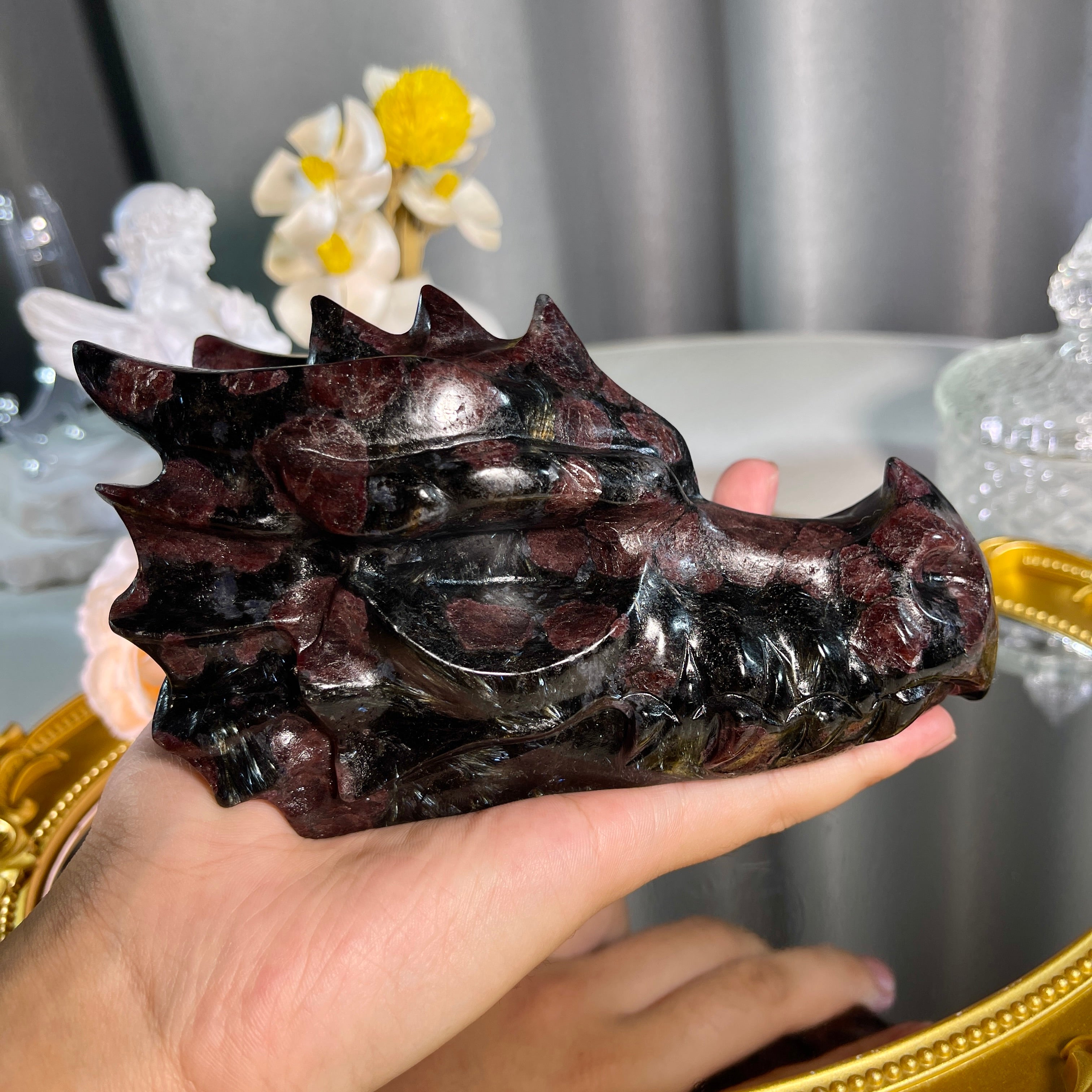 5.81"+ Garnet Dragon Head 1PC