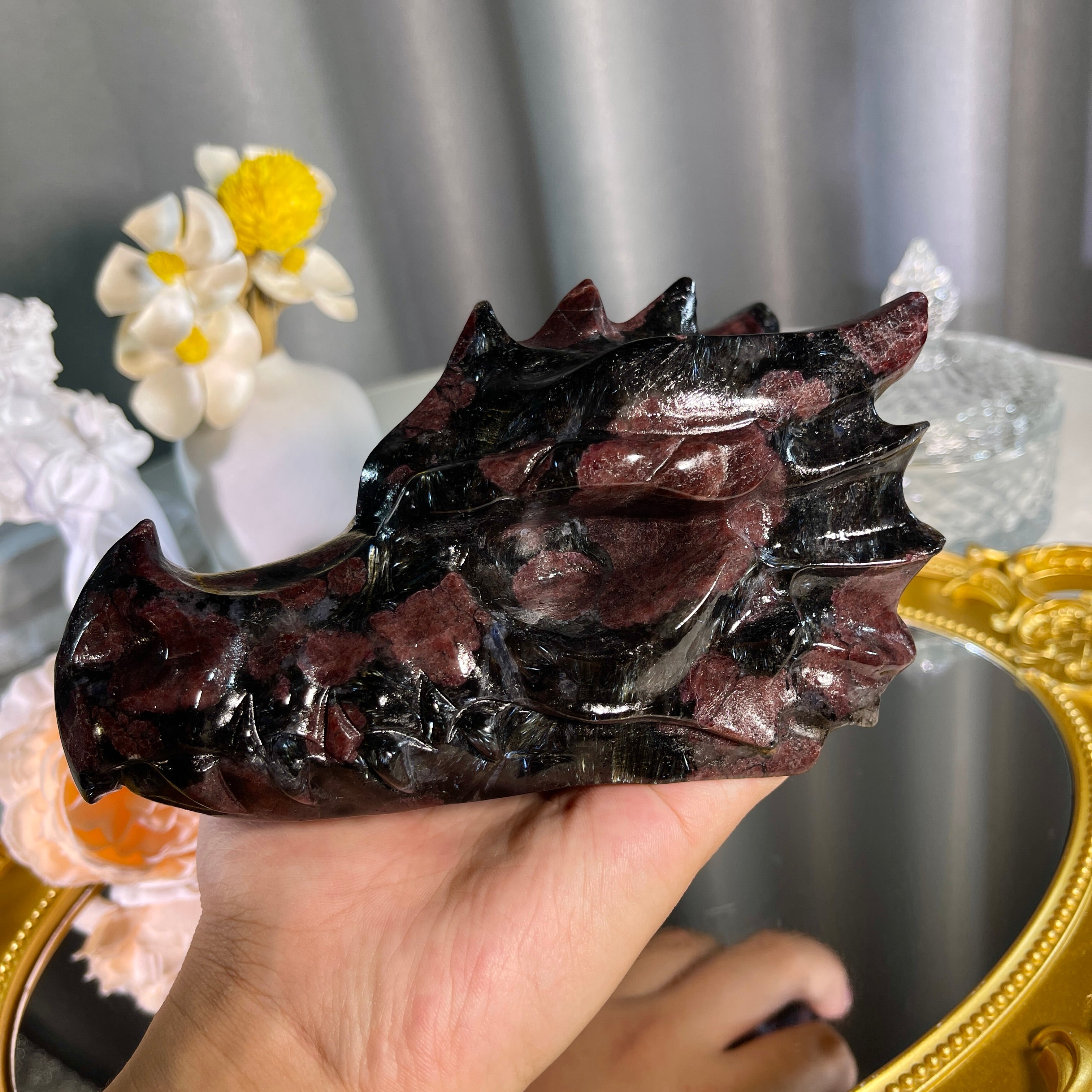 5.81"+ Garnet Dragon Head 1PC