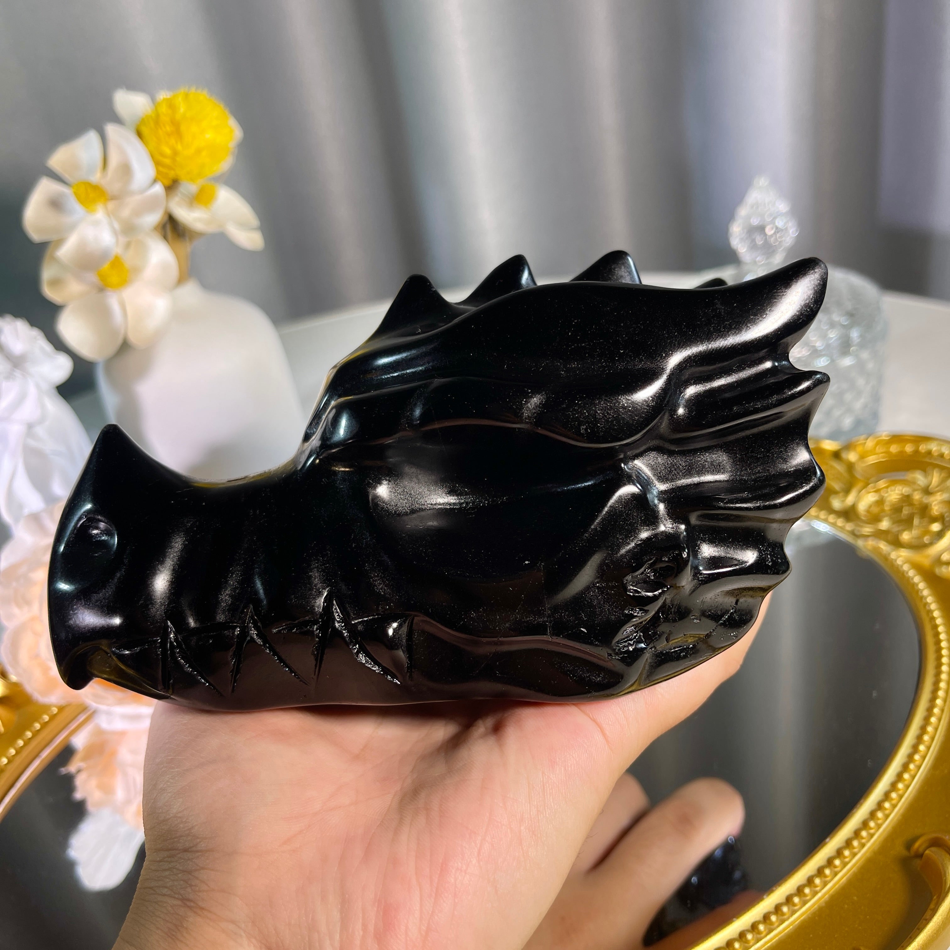 5.8"+ Obsidian Dragon Head 1PC