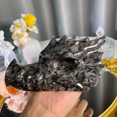 5.8"+ Larvikite Dragon Head 1PC