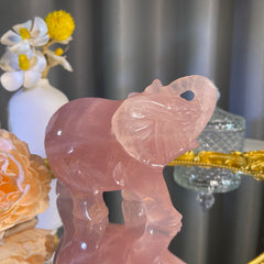 3.5"+ Rose Quartz Elephant 1PC