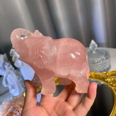 3.5"+ Rose Quartz Elephant 1PC