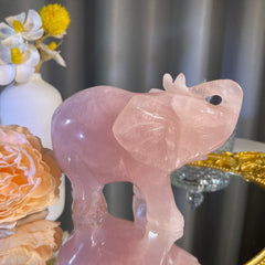 3.7"+ Rose Quartz Elephant 1PC