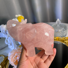 3.7"+ Rose Quartz Elephant 1PC