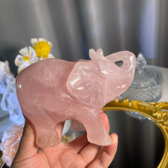 3.7"+ Rose Quartz Elephant 1PC