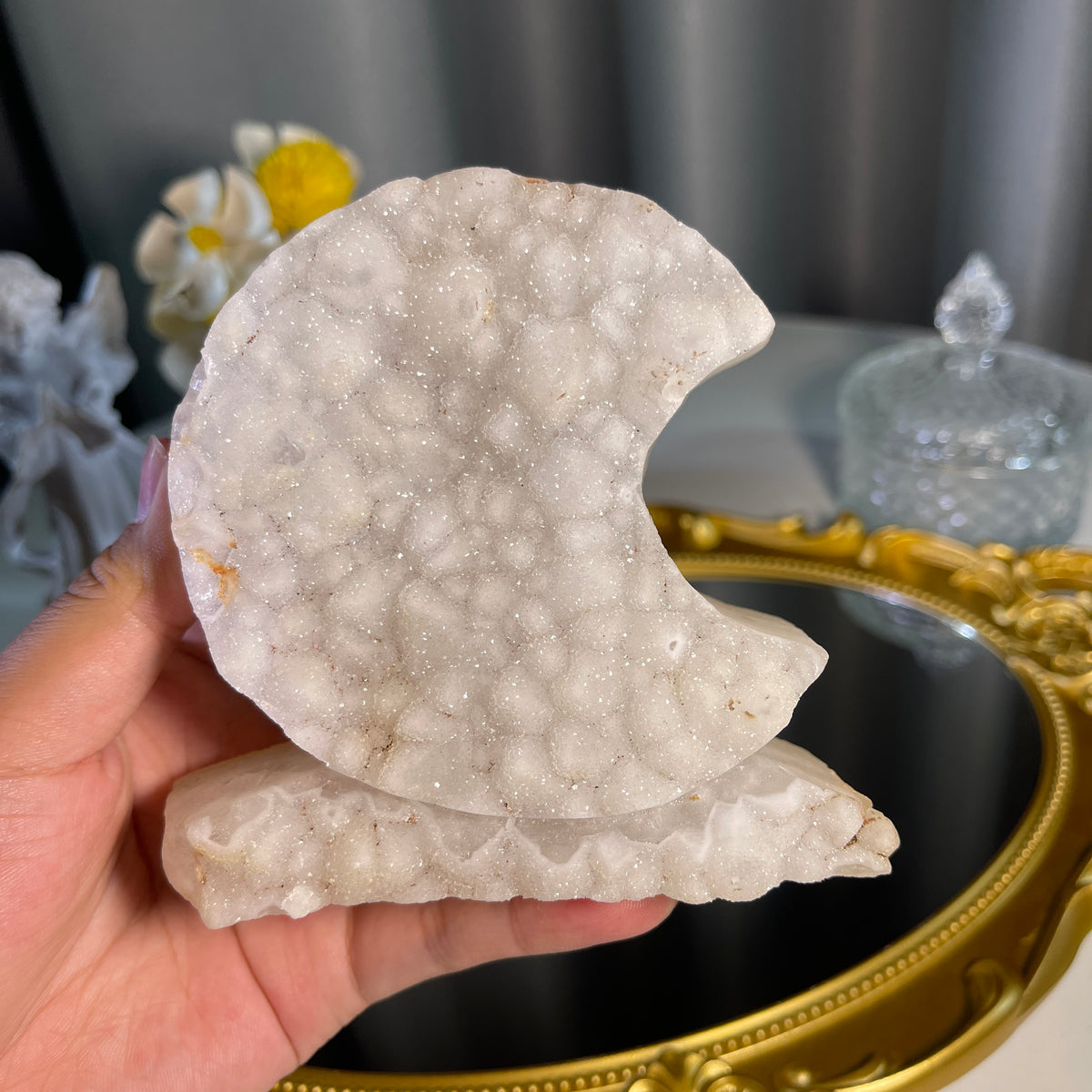 Druzy Quartz Moon 1PC