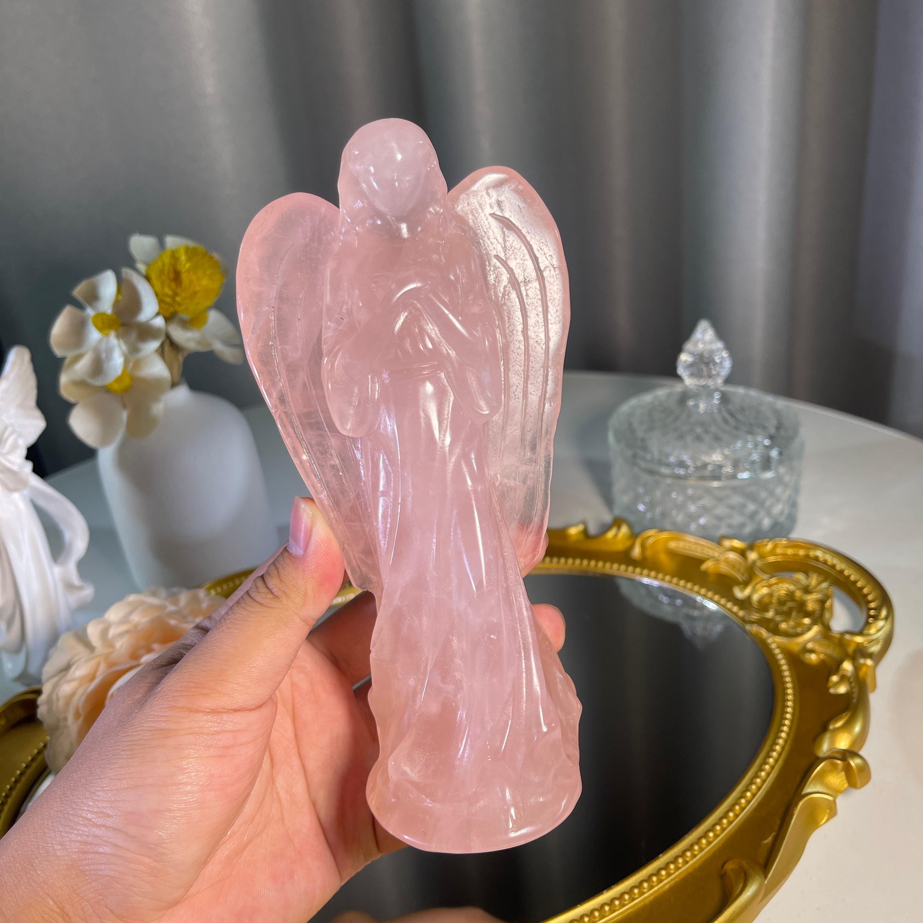 6.2"+ Rose Quartz Angel 1PC