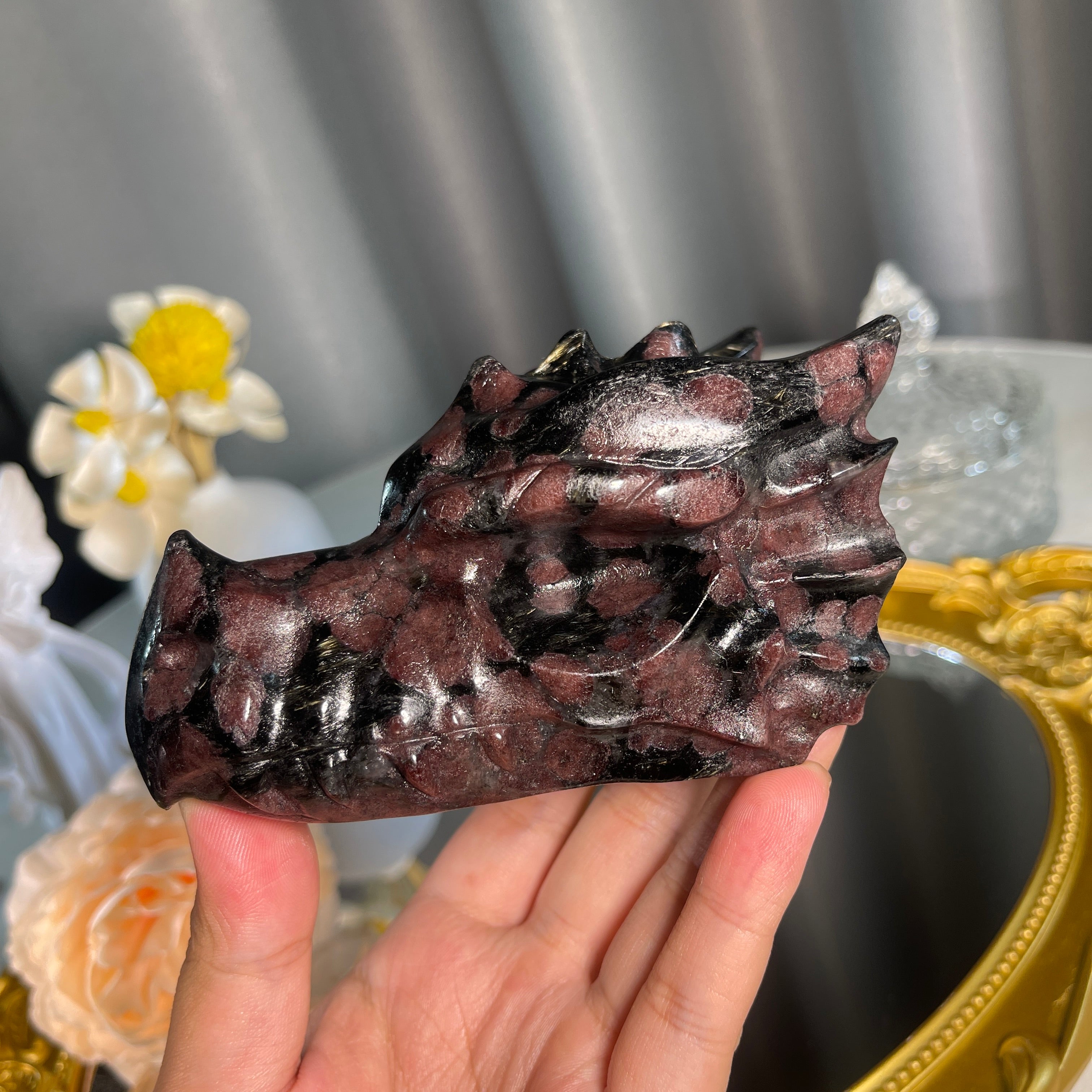 4.4"+ Garnet Dragon Head 1PC