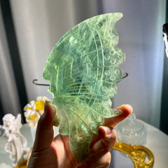 9.4"+ Green Fluorite Fairy Wing 1PC