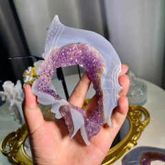 9.8"+ Amethyst Agate Butterfly Wing 1PC