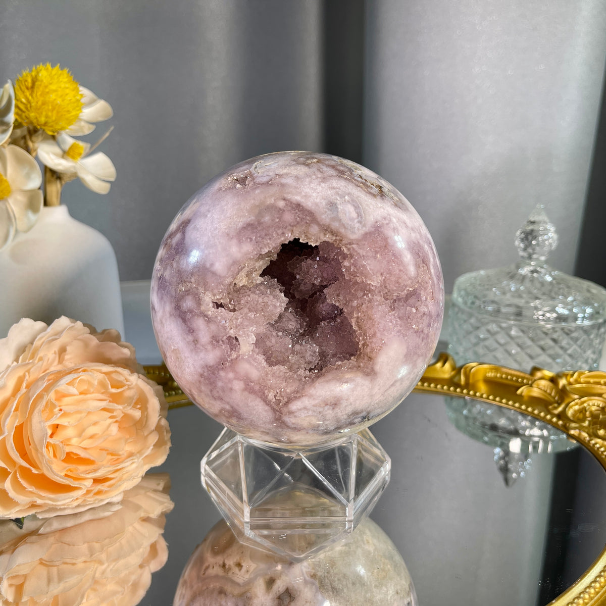 4"+ Pink Amethyst Sphere 1PC