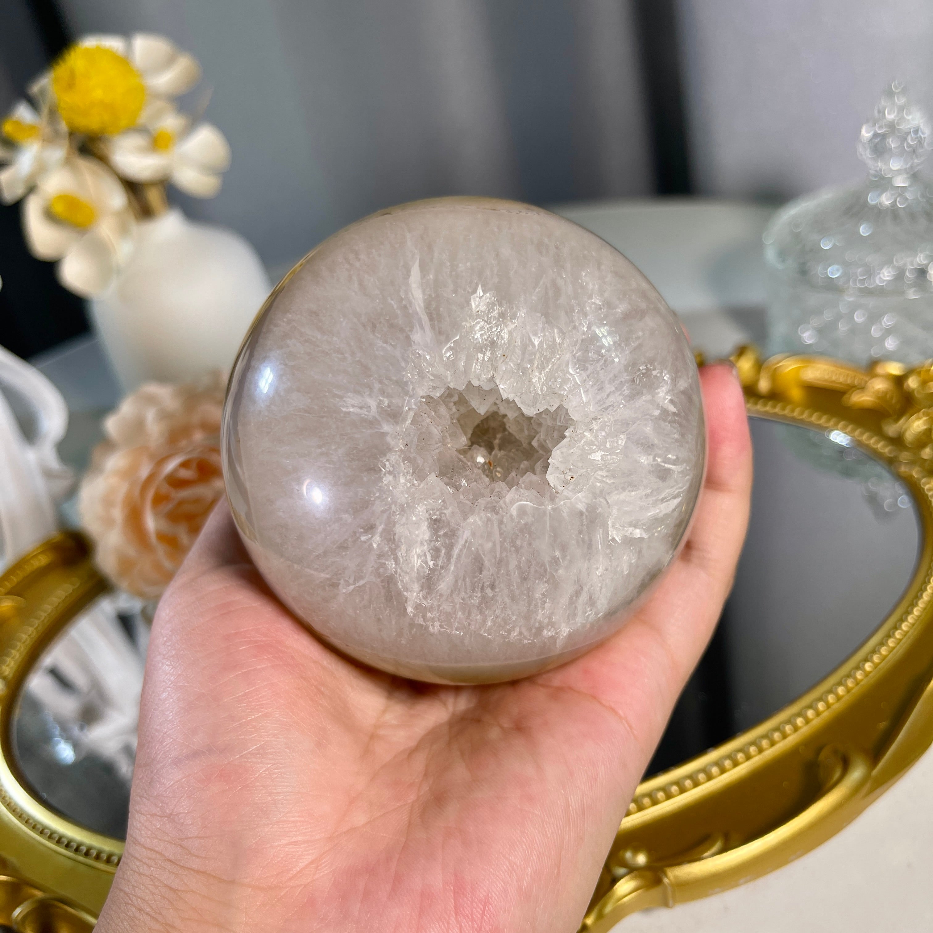 3.2"+ Agate Geode Sphere 1PC