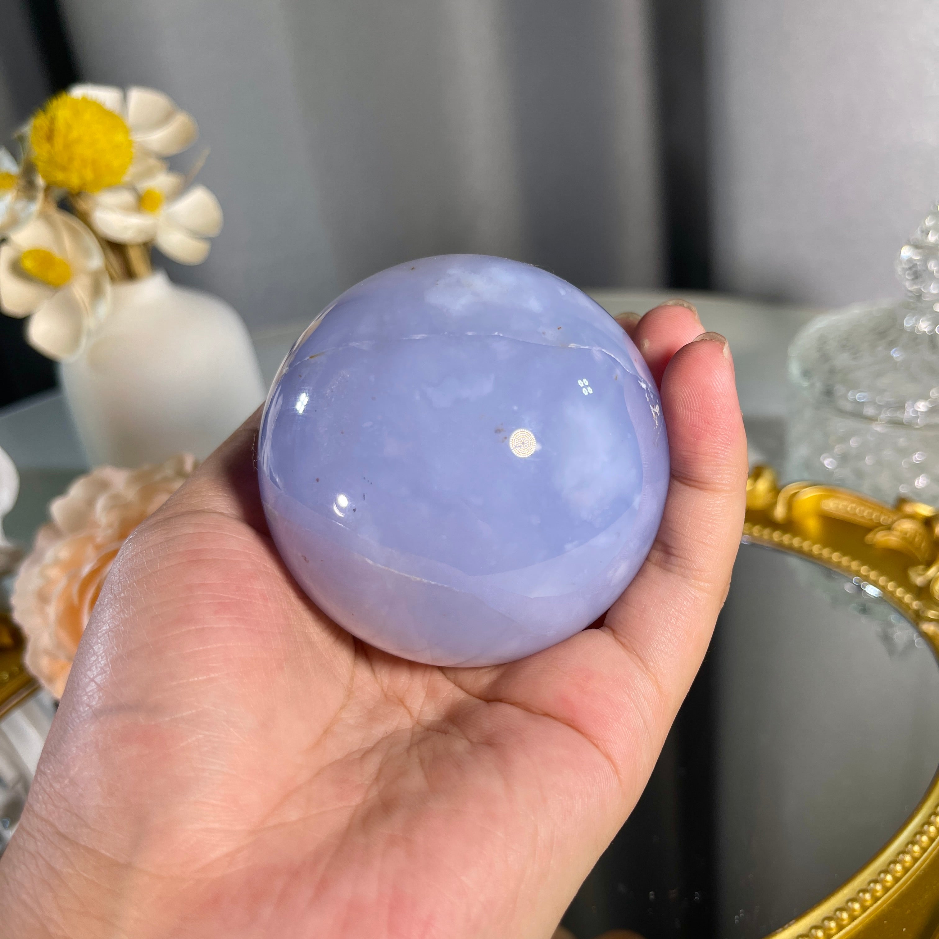 2.6"+ Blue Chalcedony Sphere 1PC