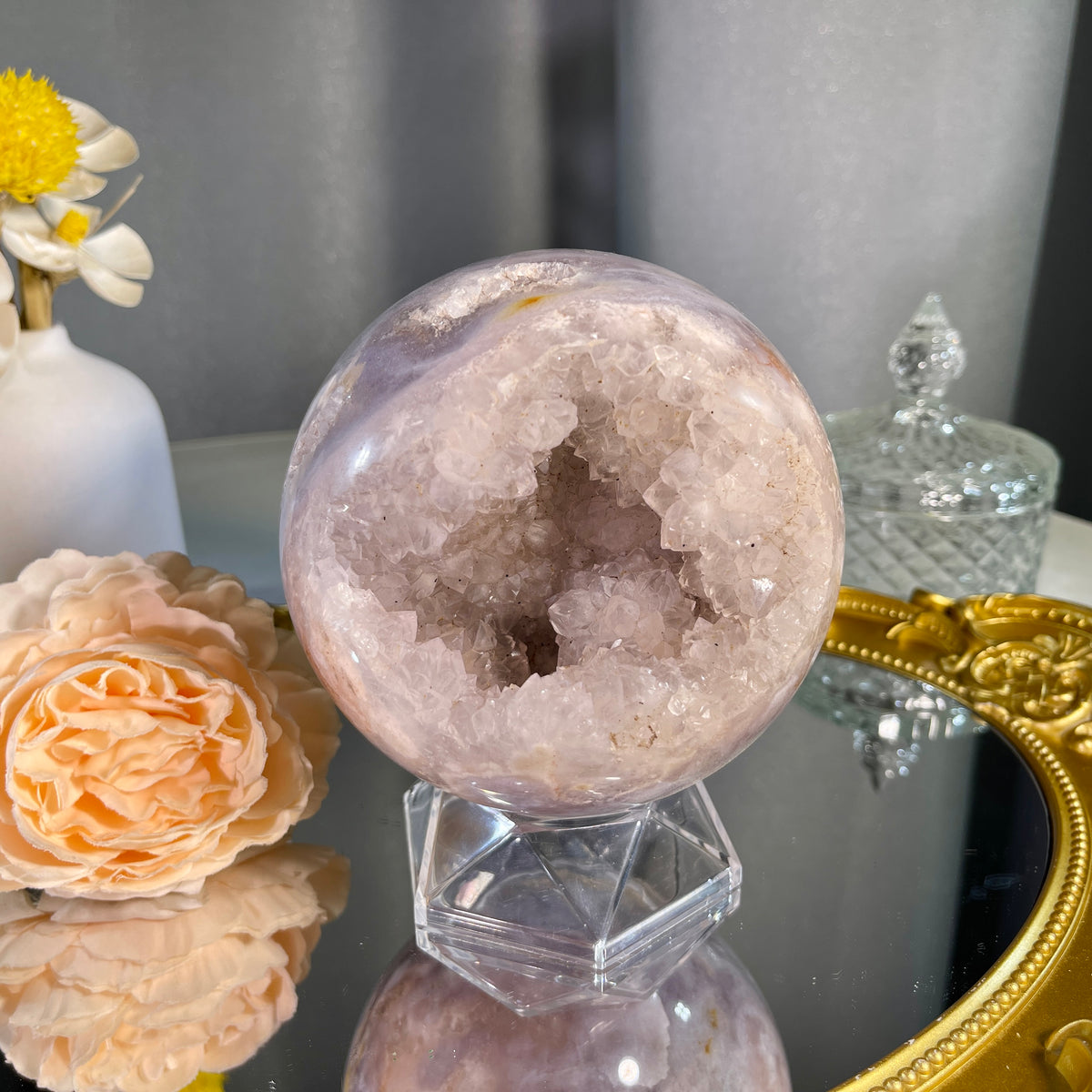 4.0"+ Pink Amethyst Sphere 1PC