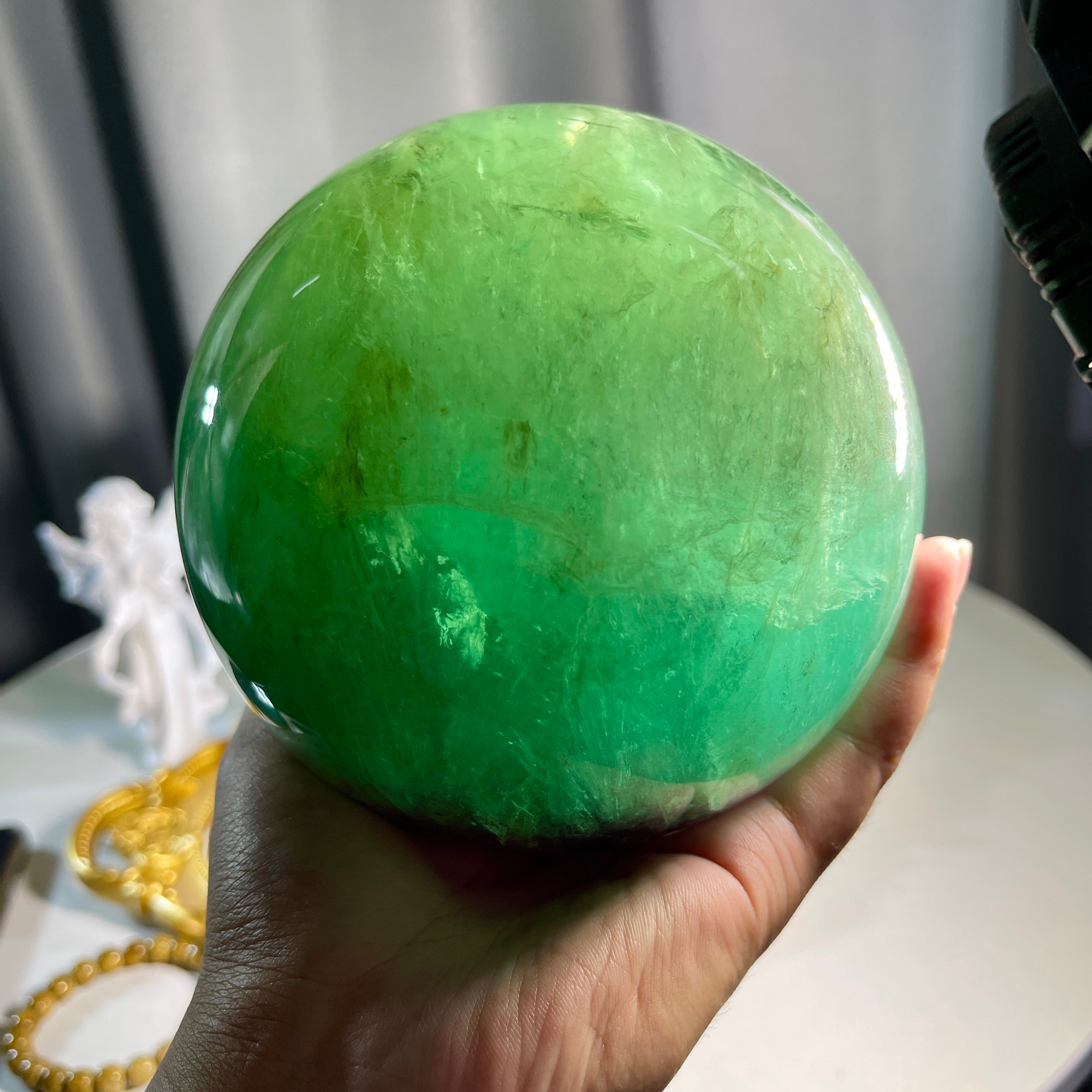 4.5"+ Green With Purple Fluorite Sphere 1PC