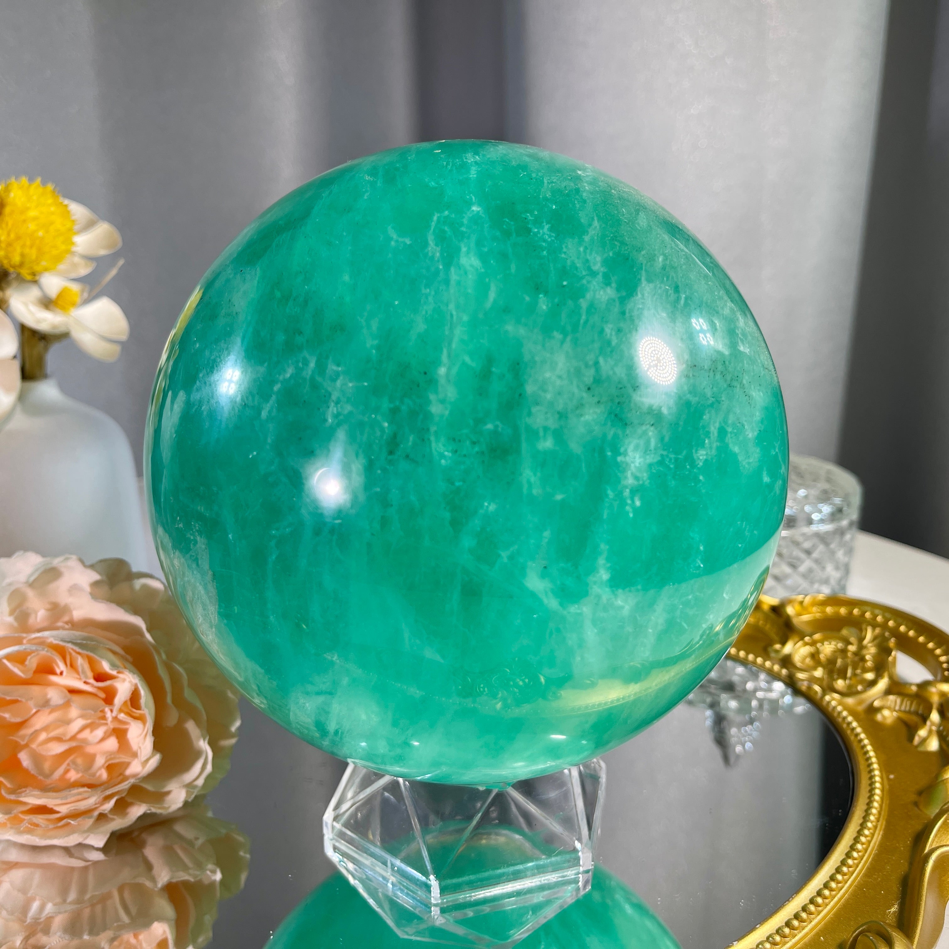 5.3"+ Green Fluorite Sphere 1PC